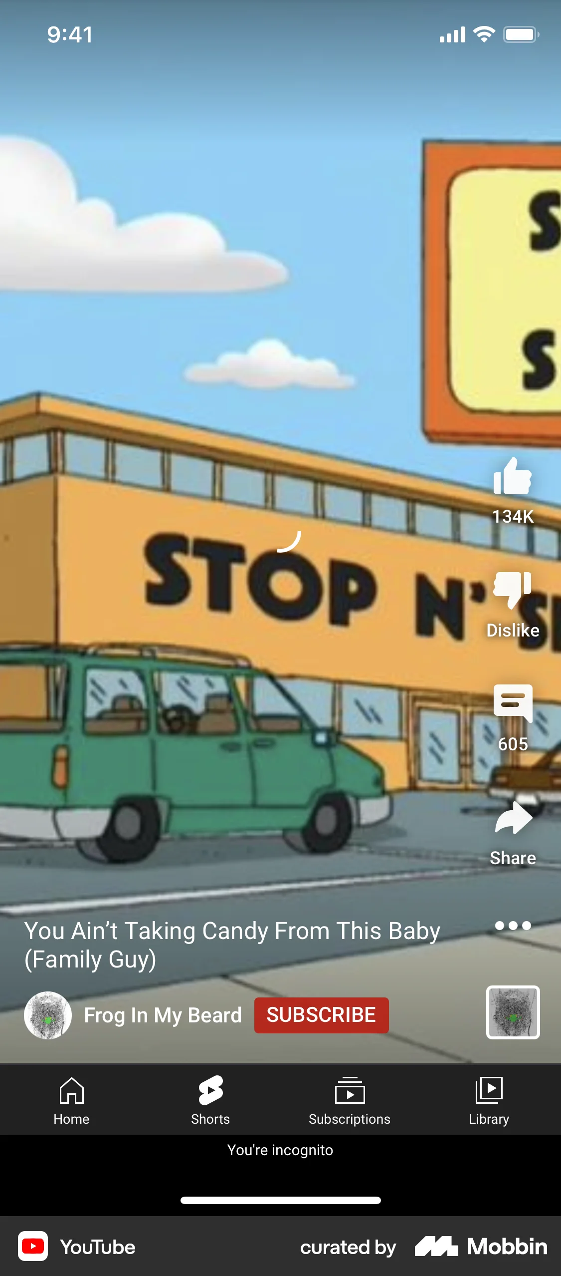 YouTube iOS Stories screen