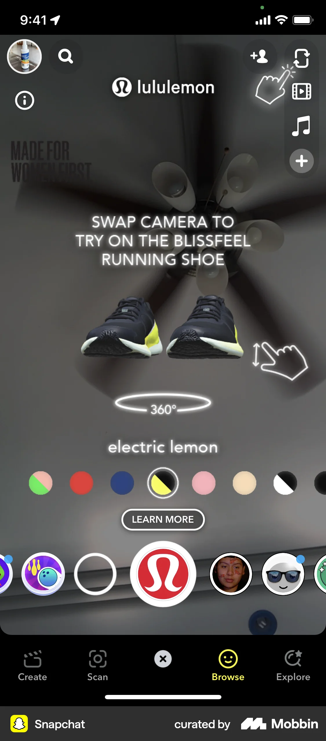 Snapchat iOS Augmented Reality screen