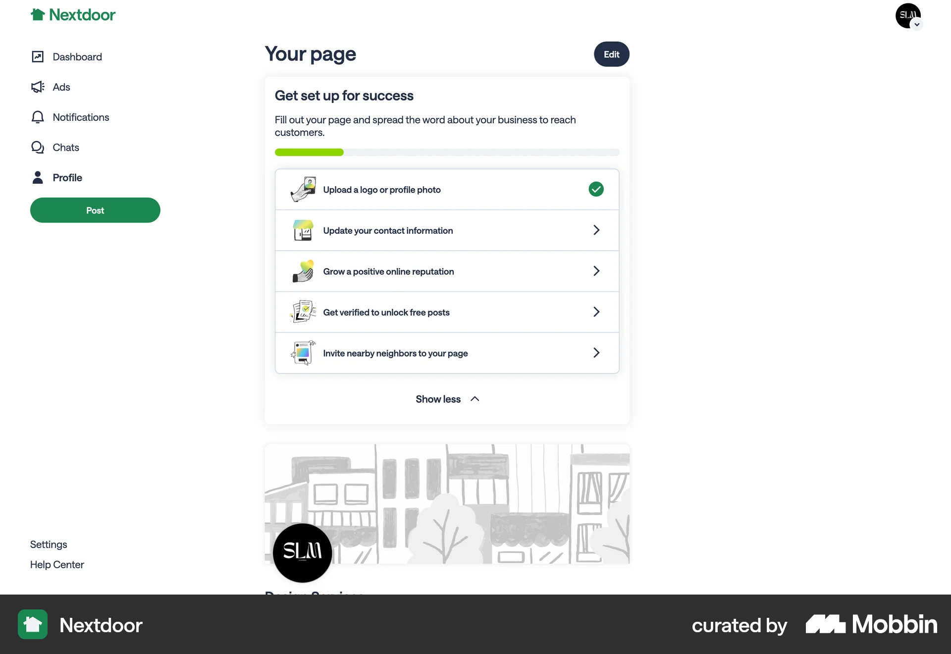 Nextdoor Web Progress screen