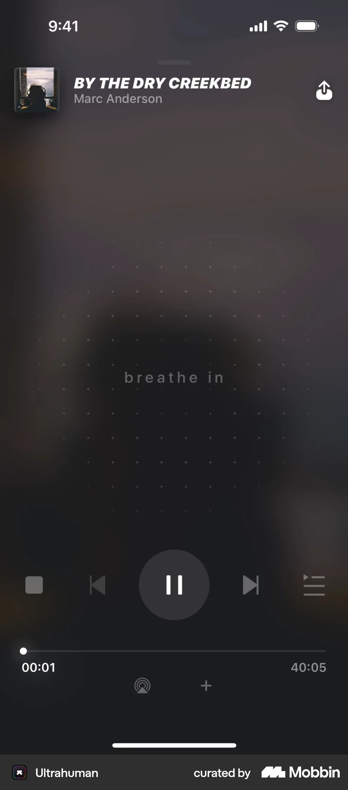 Ultrahuman iOS Audio Player screen