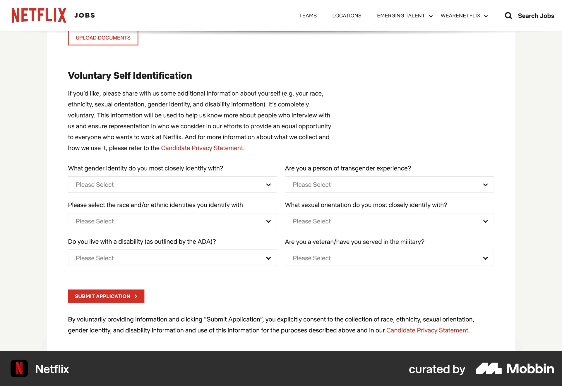 Netflix Web screen containing Select UI element