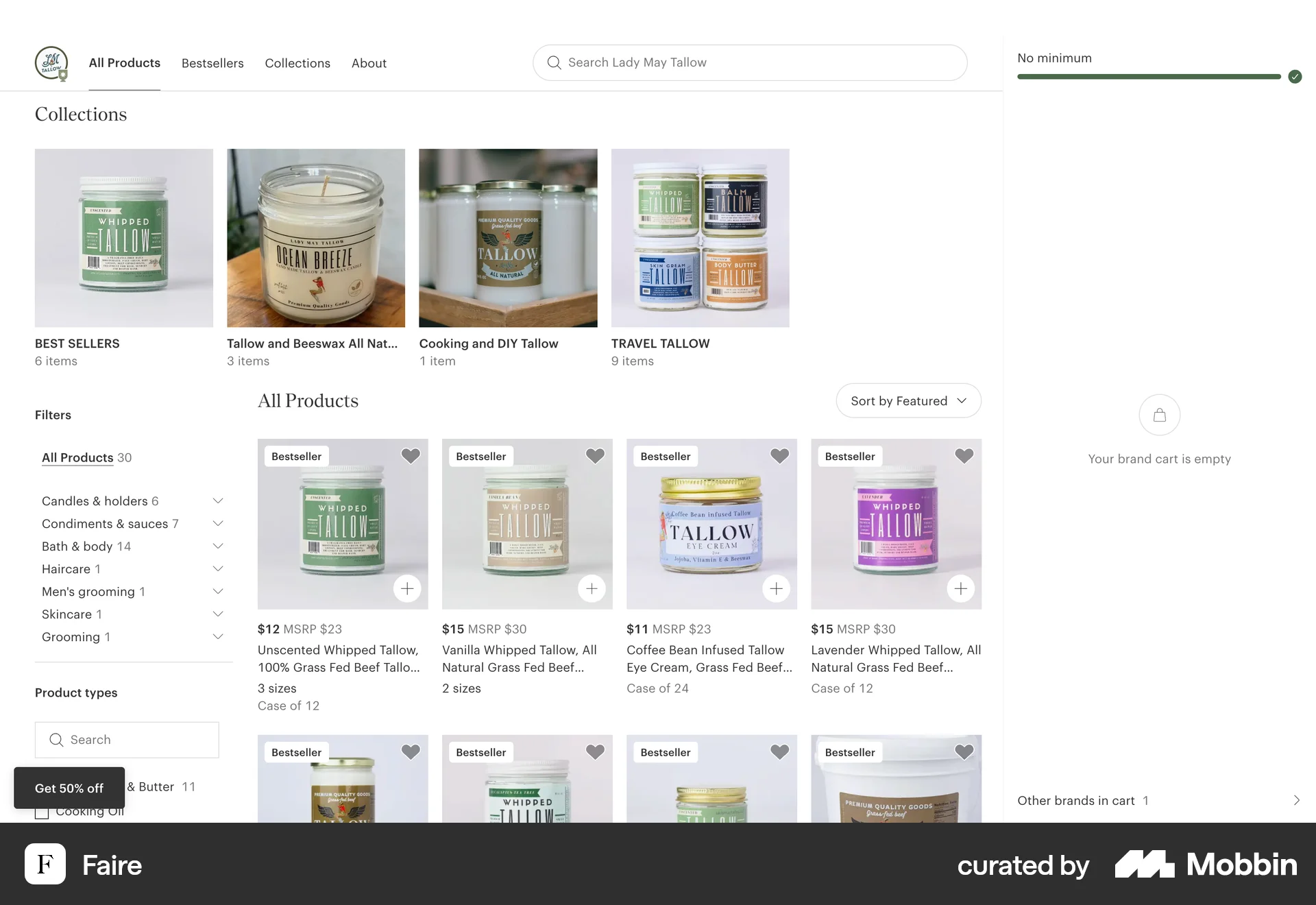 Faire Web Browse & Discover screen