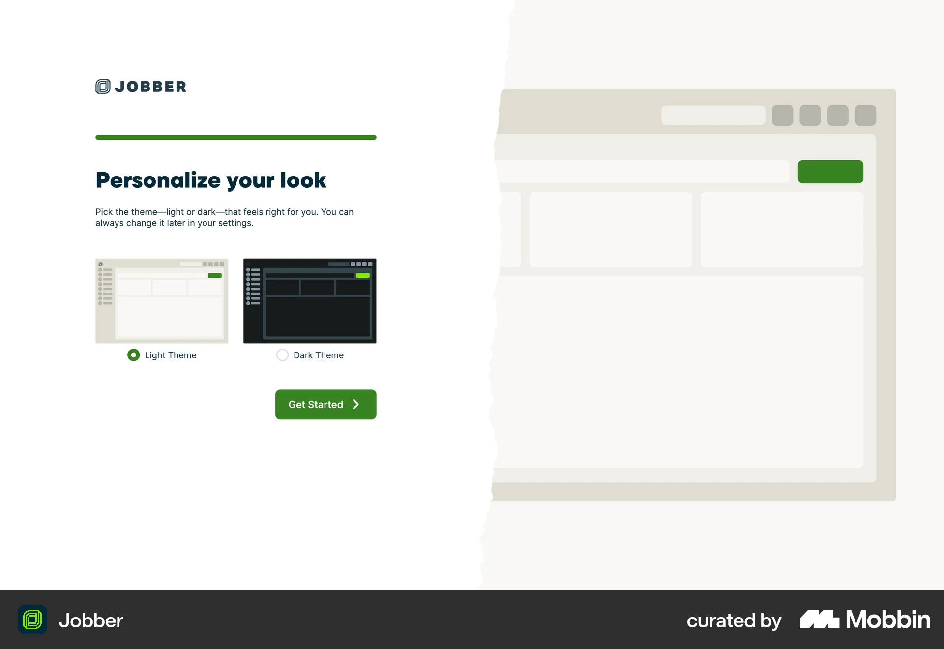 Jobber Web Select screen