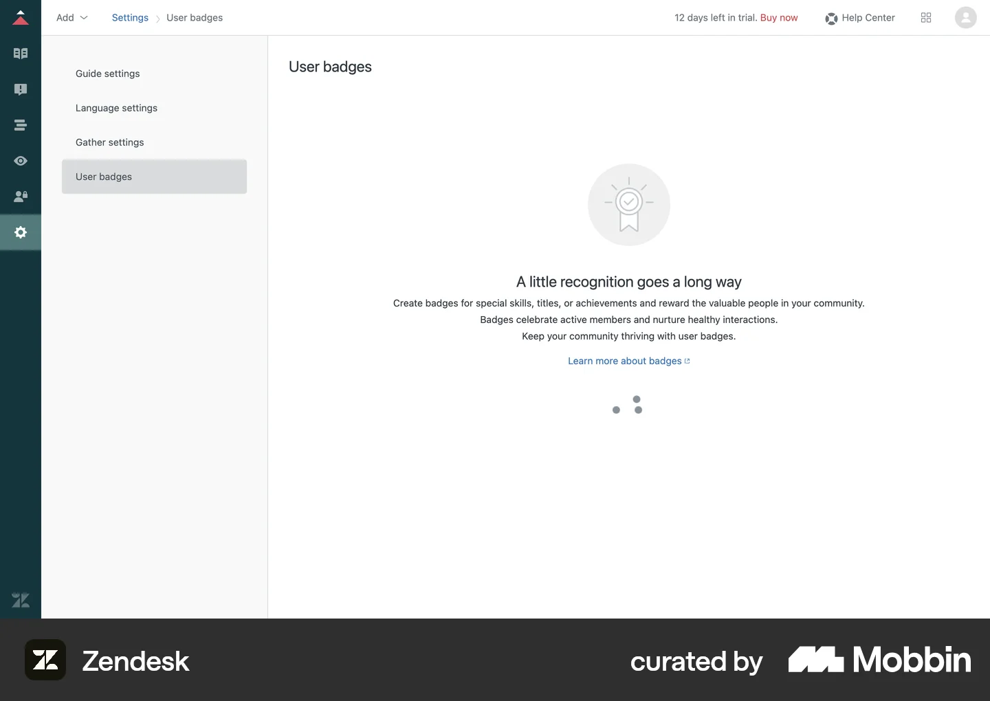Loading Badge Zendesk Web Loading Badges | Mobbin
