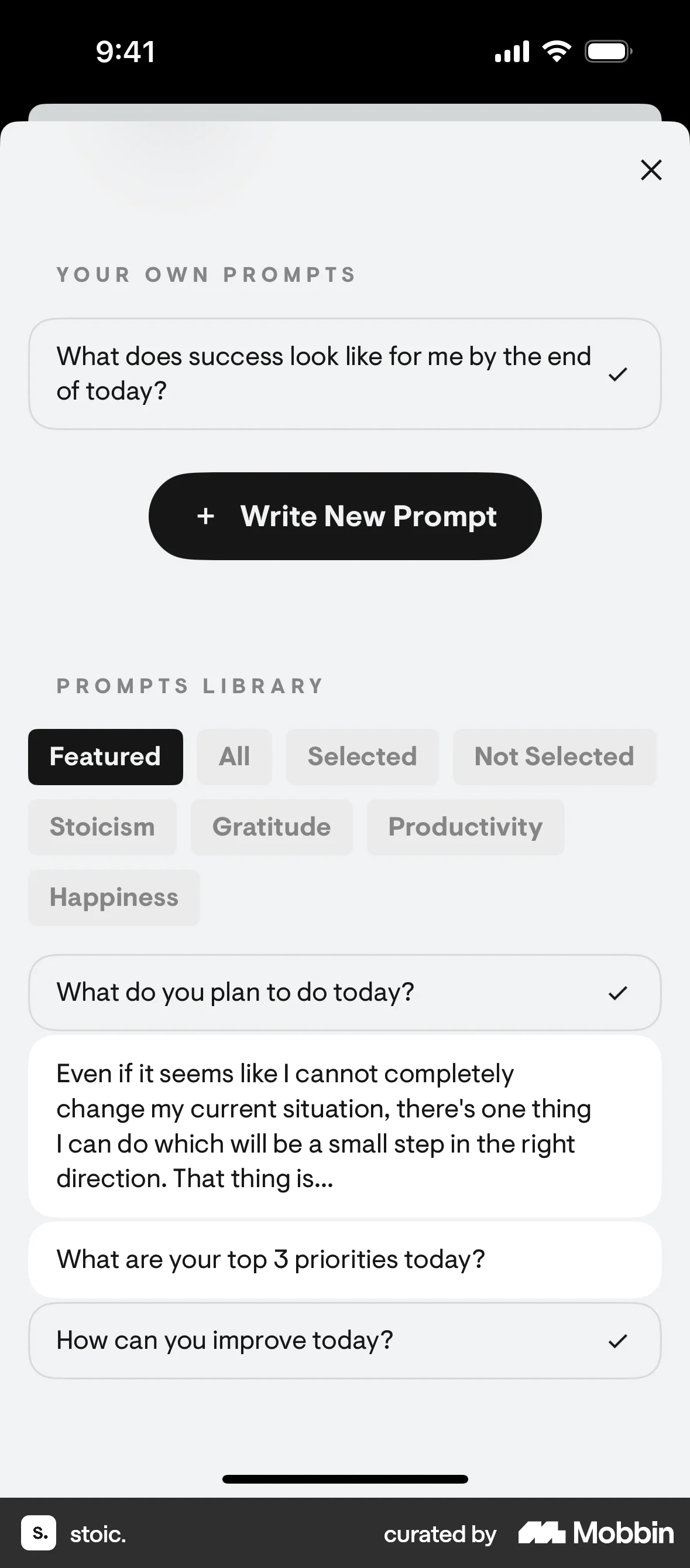 stoic. iOS screen containing Chip UI element