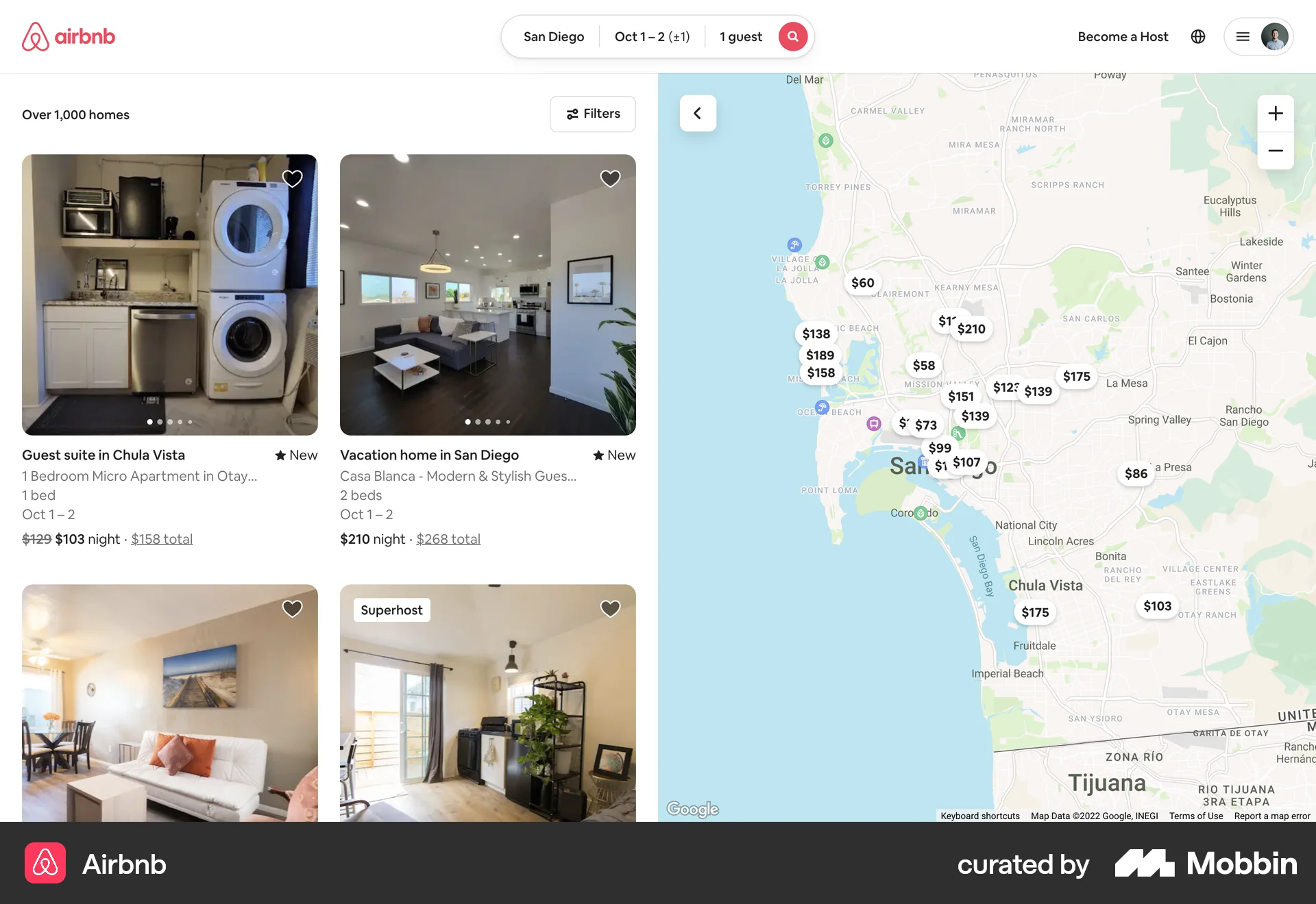 Airbnb Web Map screen