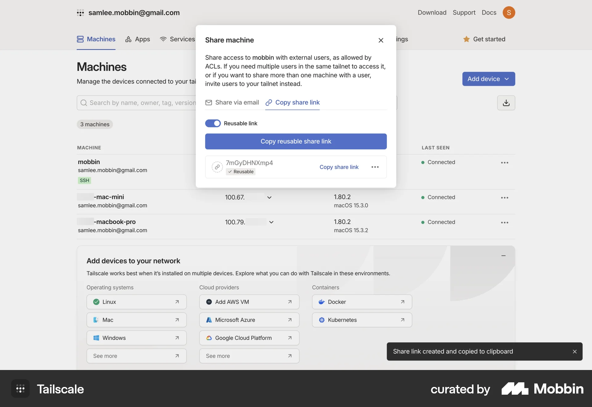 Tailscale Web Utilities App screen