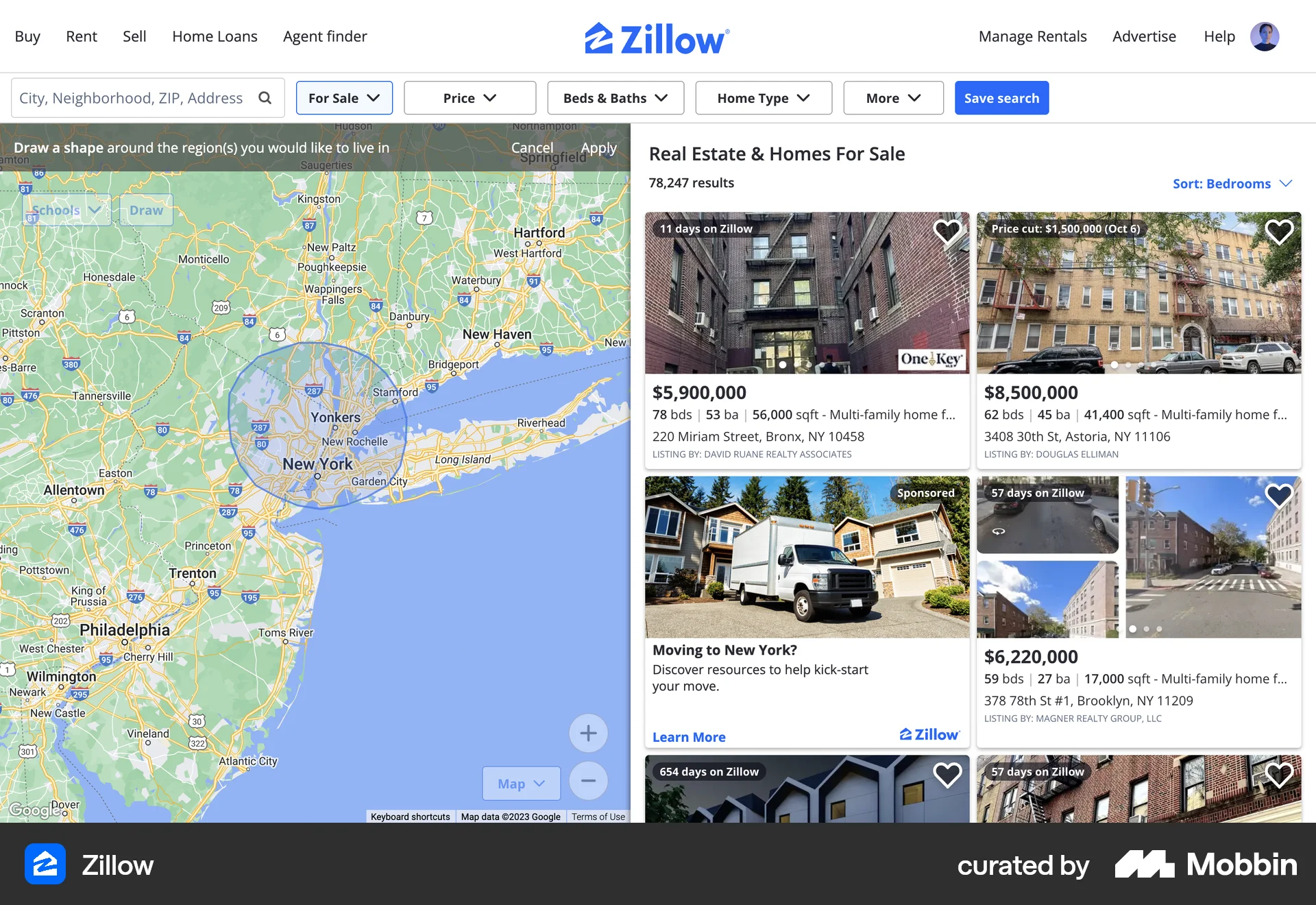 Zillow Web Real Estate App screen