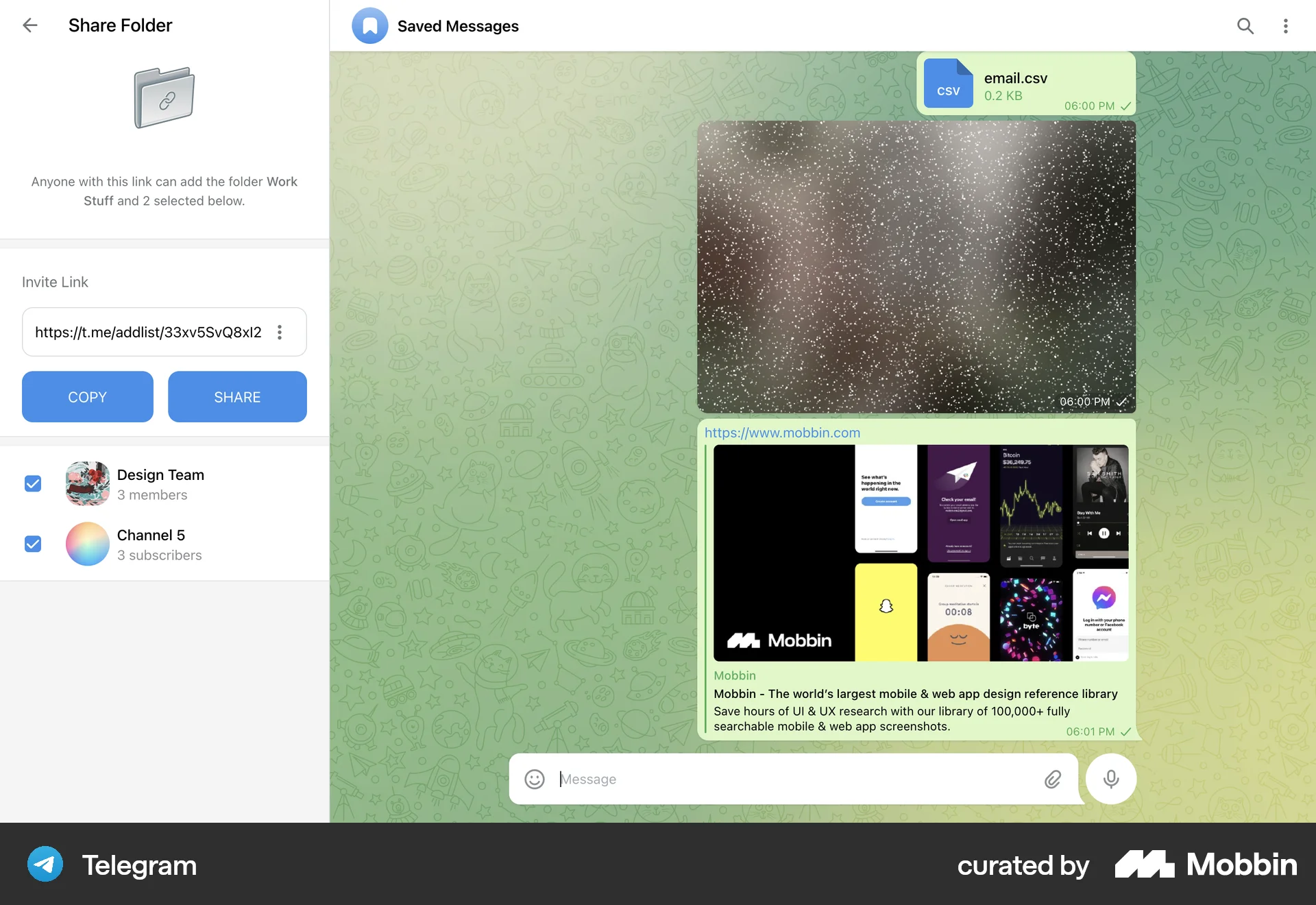 Telegram Web Share screen