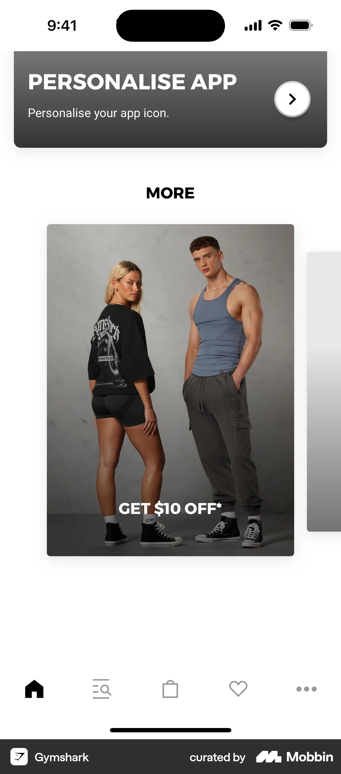 Gymshark iOS Promotions & Rewards screen