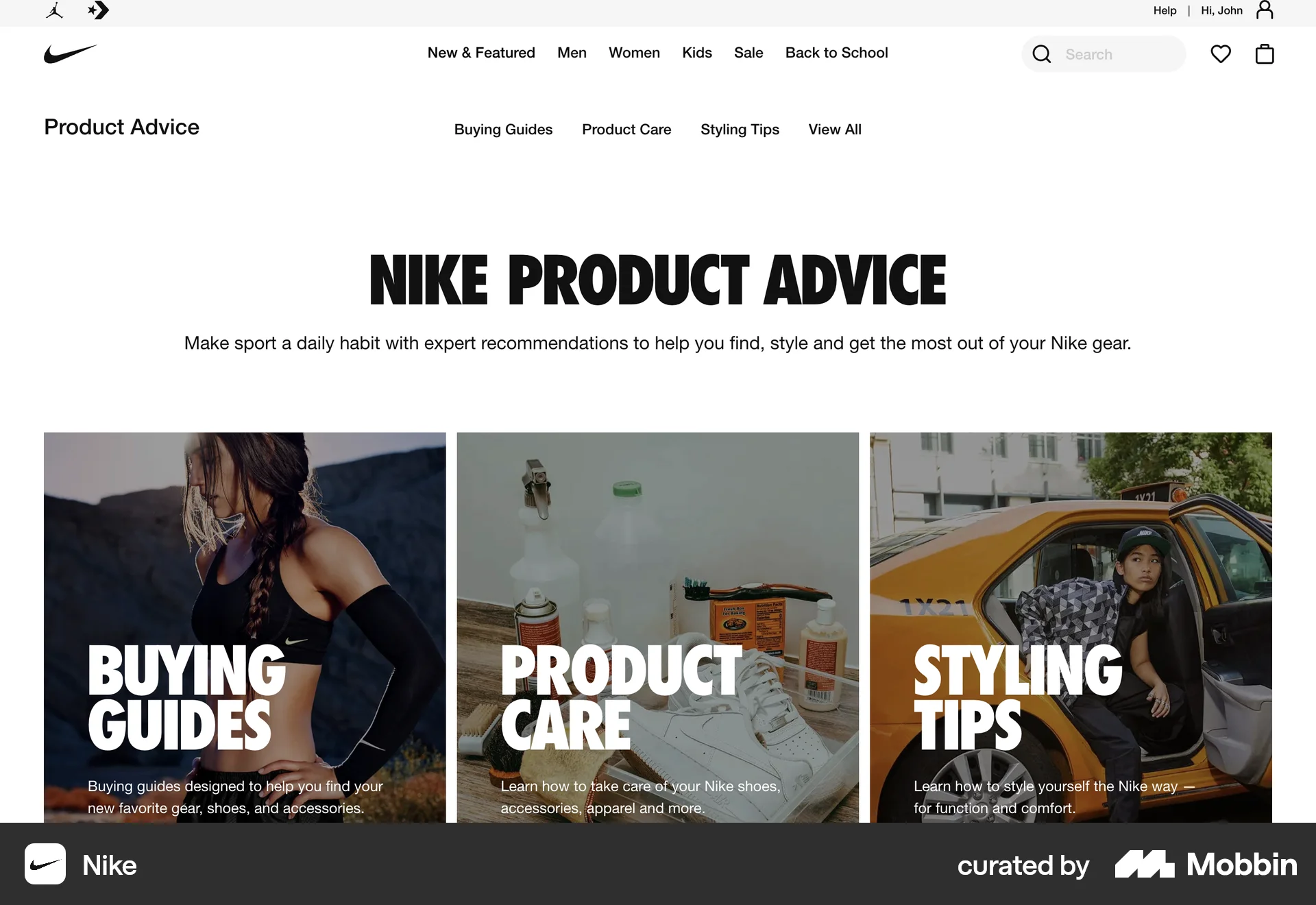 Nike Web Misc screen