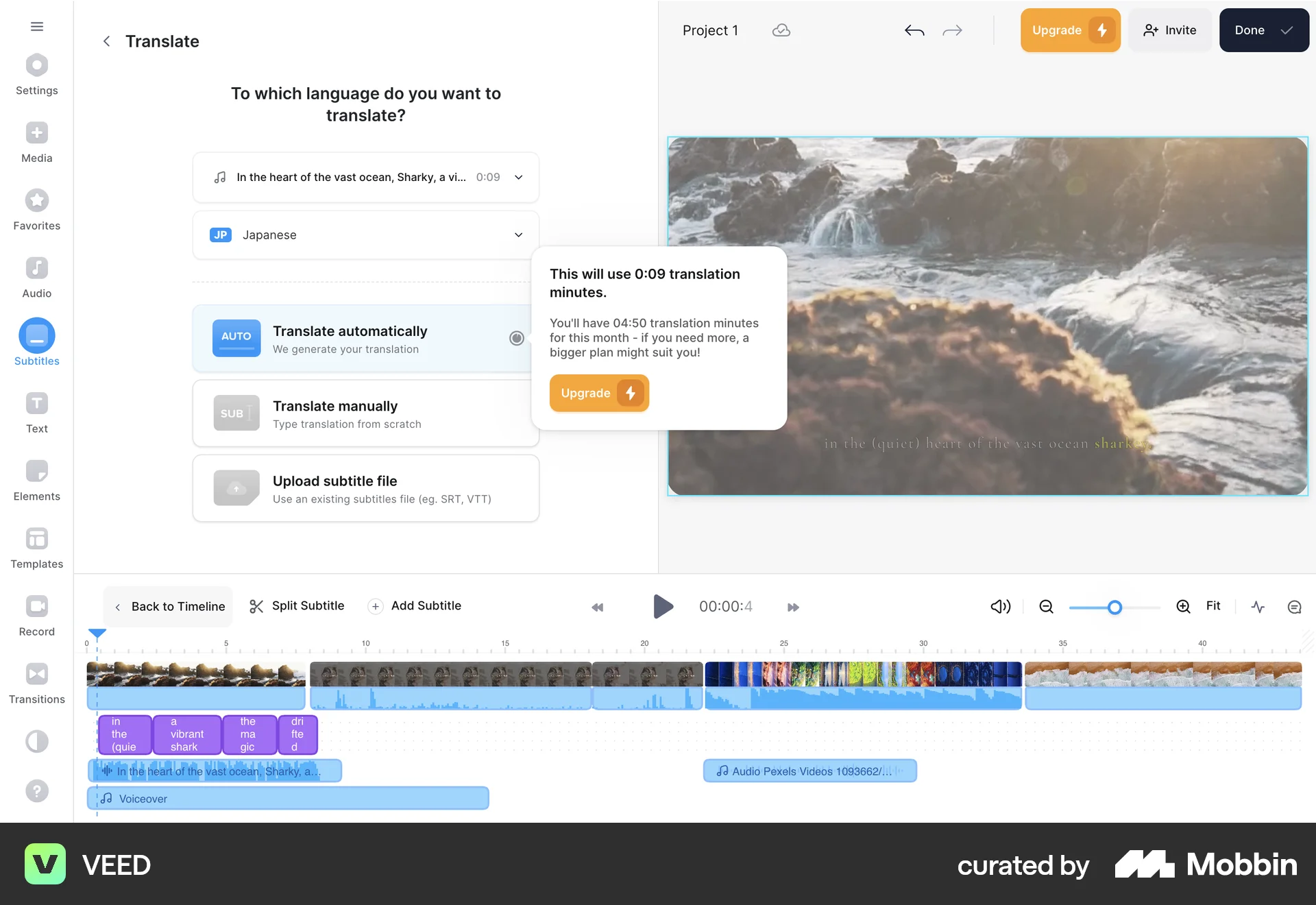 VEED Web screen containing Tooltip UI element
