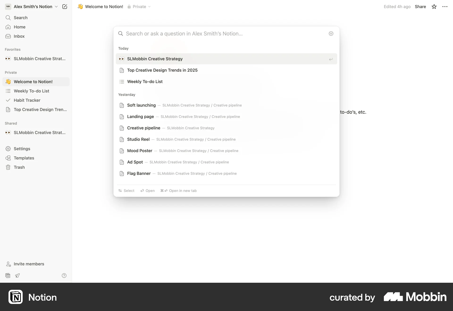Notion Web Collaboration App screen
