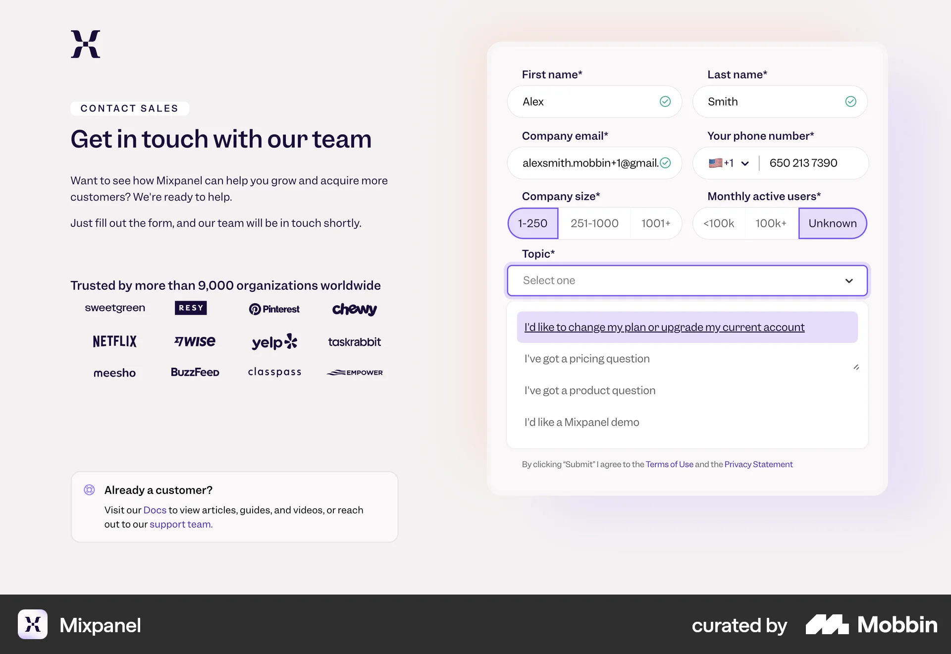 Mixpanel Web screen containing Select UI element