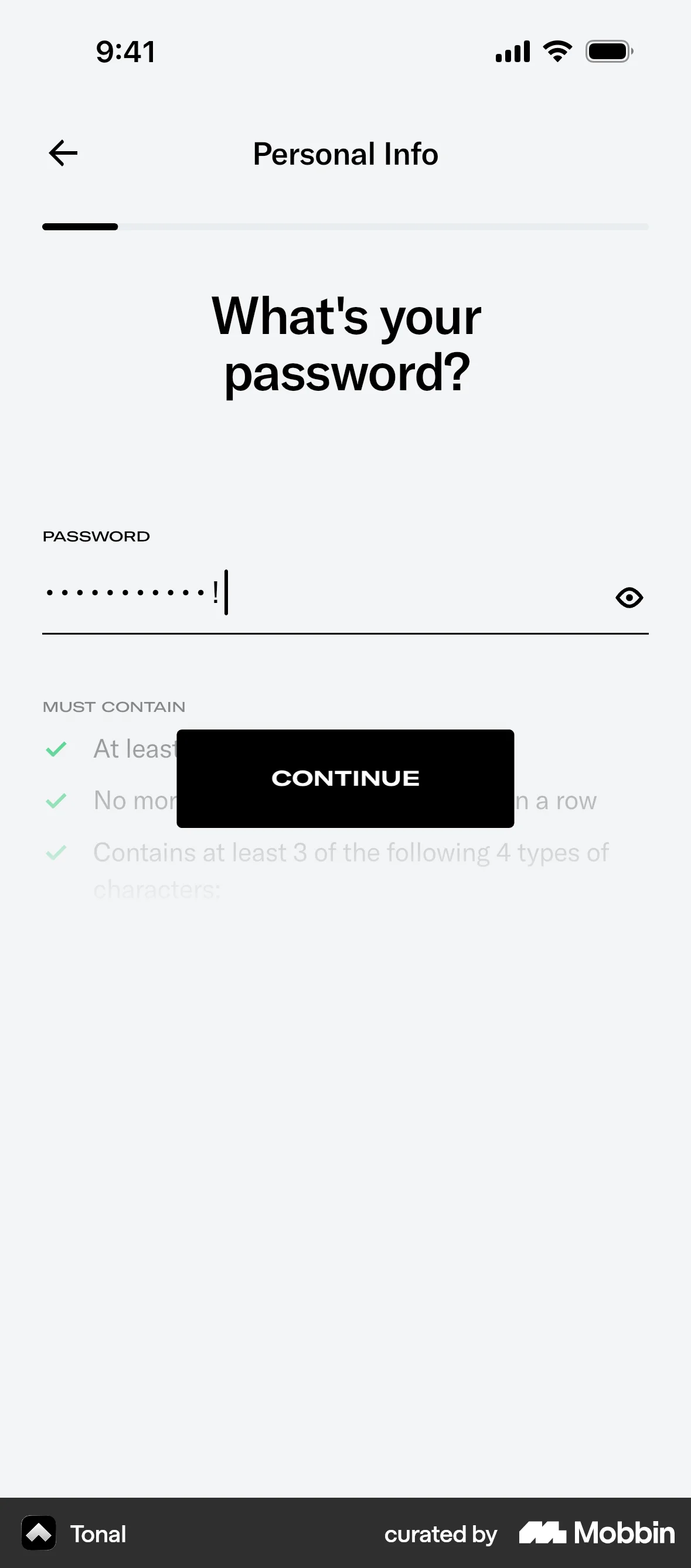 Tonal Onboarding screen