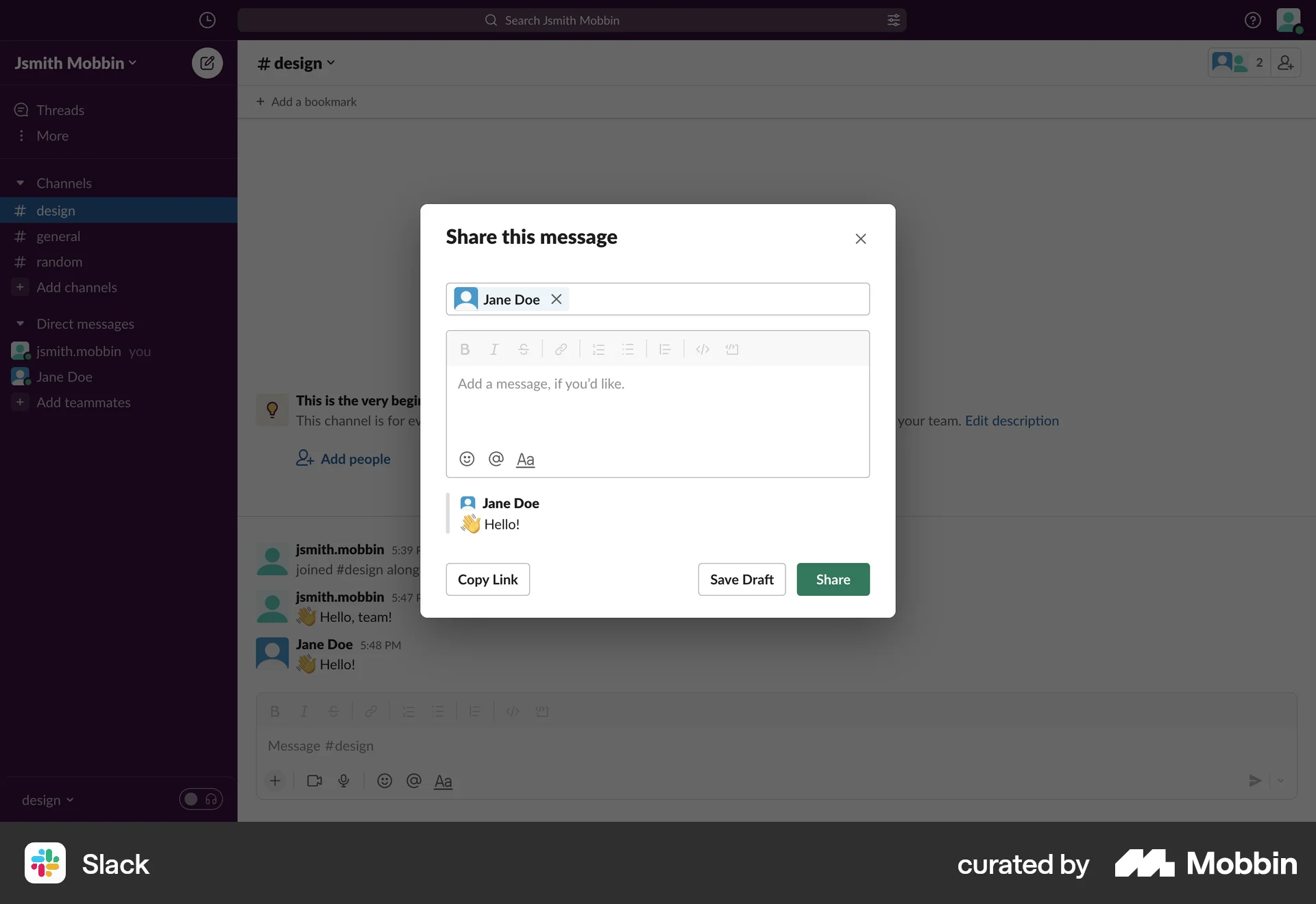 Slack Web Share screen