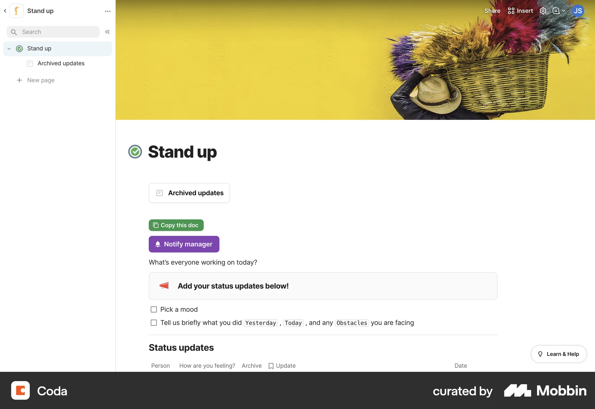 Coda Web Note Detail screen