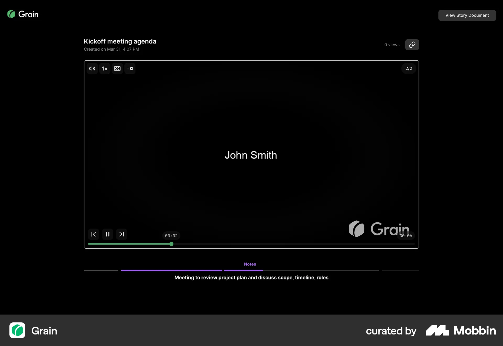 Grain Web Stories screen