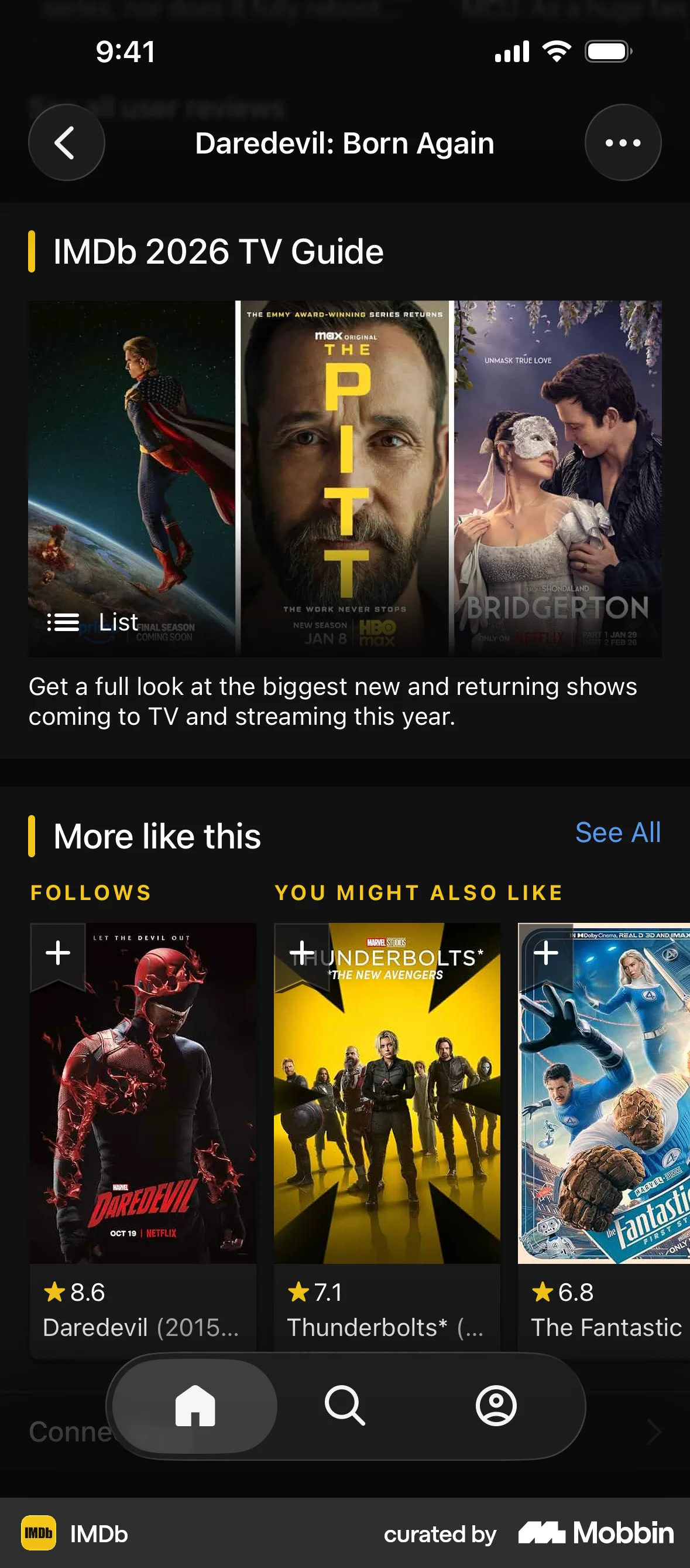 IMDb iOS Dark Mode screen