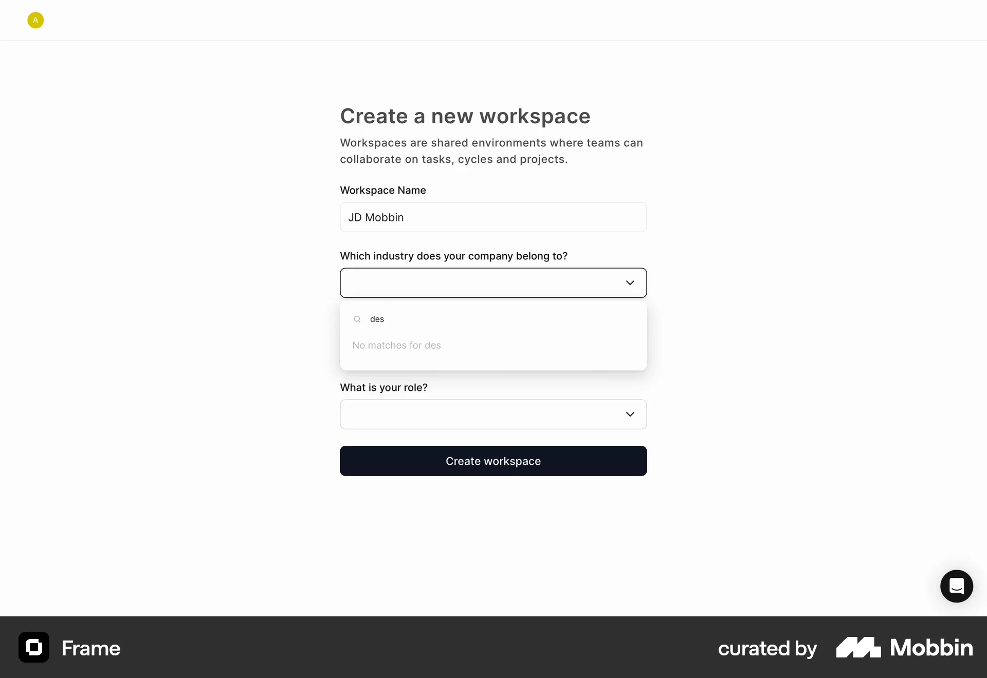 Frame Web Web Form UI screen
