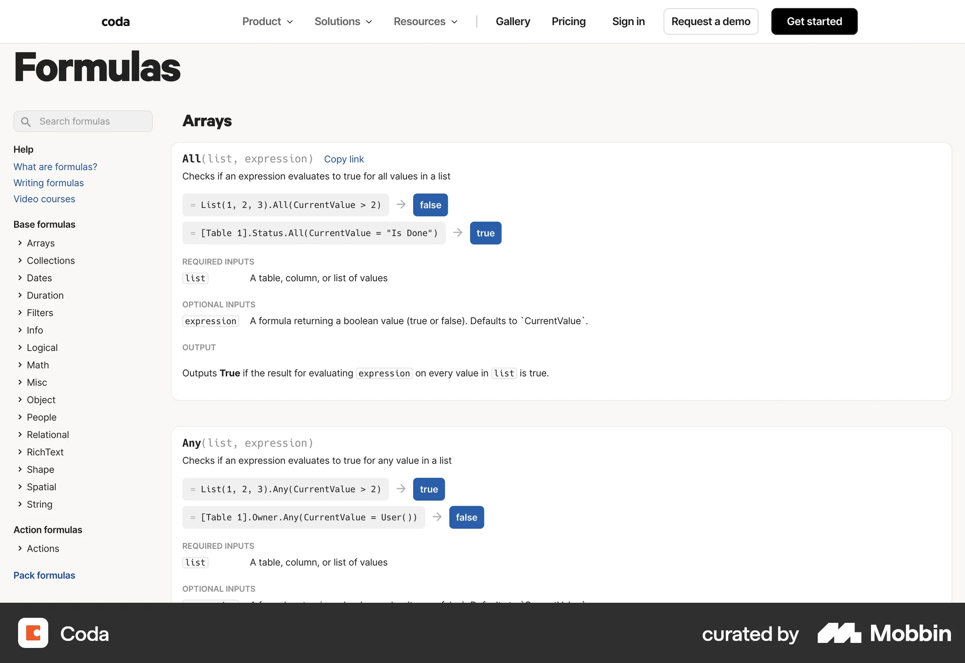 Coda Web Misc screen
