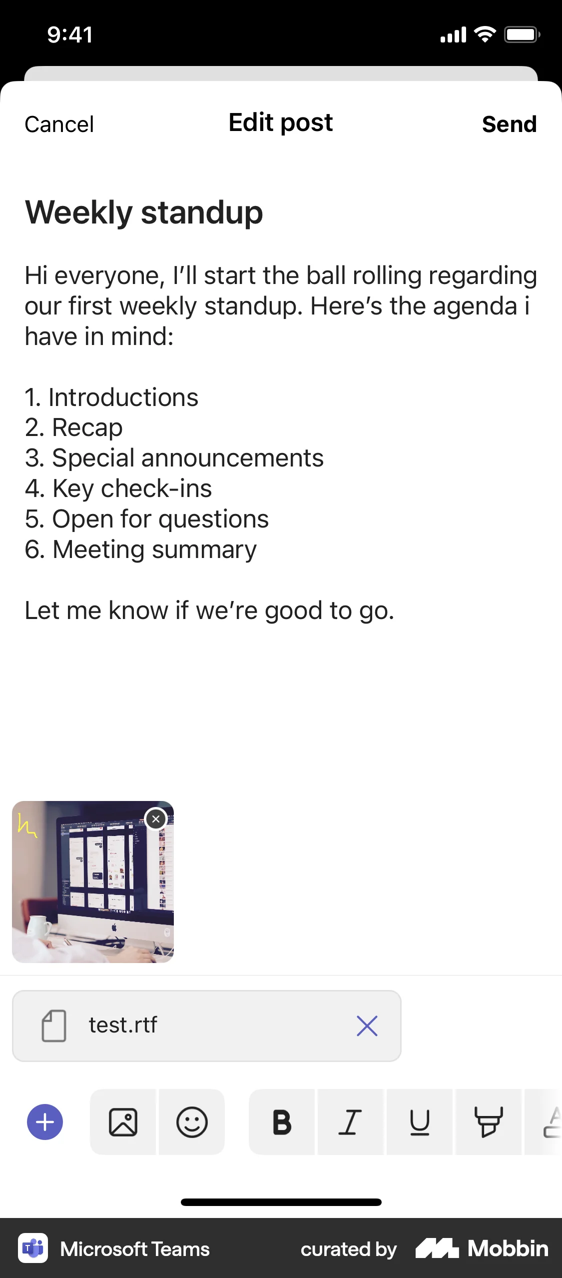 Microsoft Teams screen