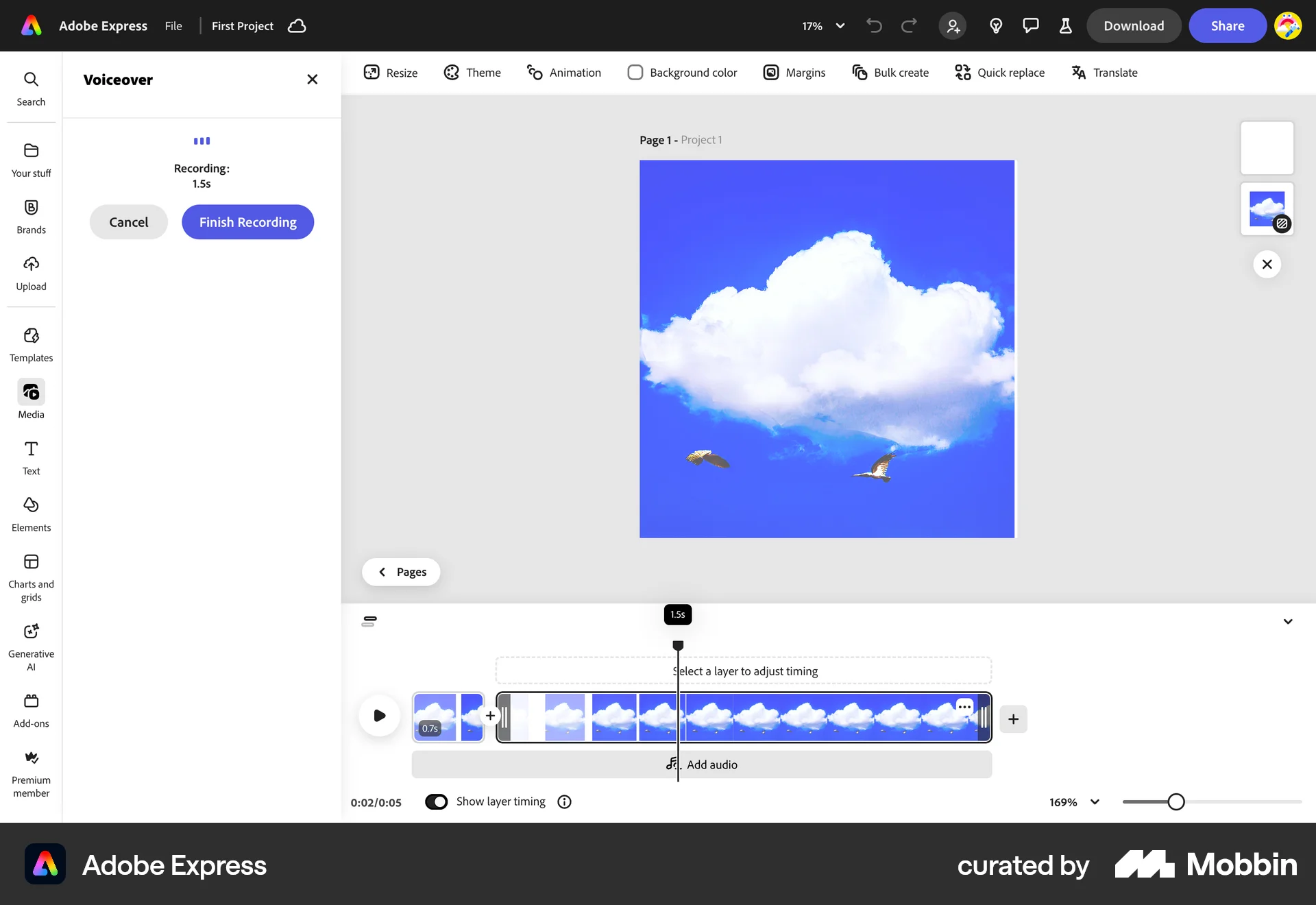 Adobe Express Web Audio & Video Recorder screen