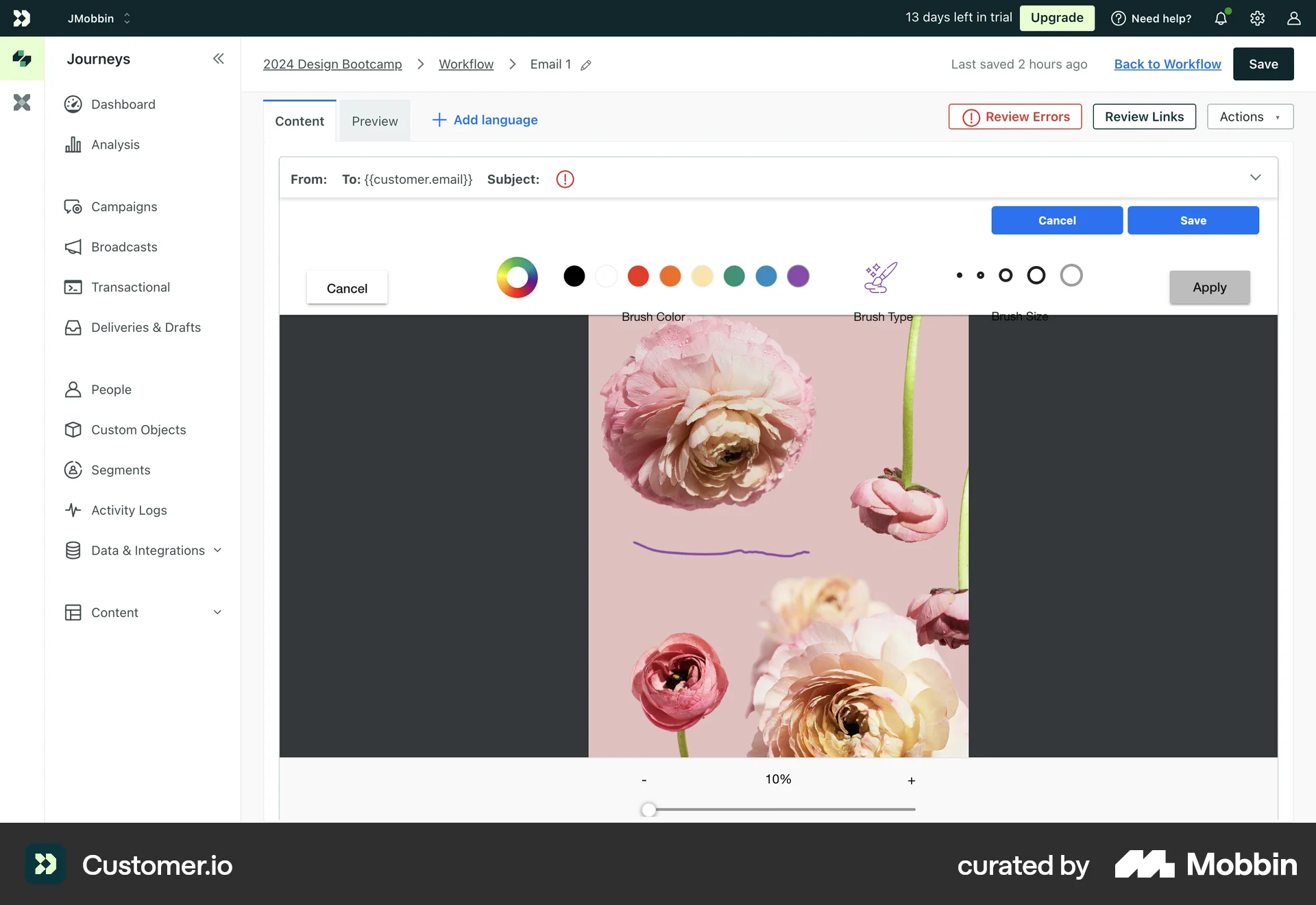 Customer.io Web Draw & Annotate screen