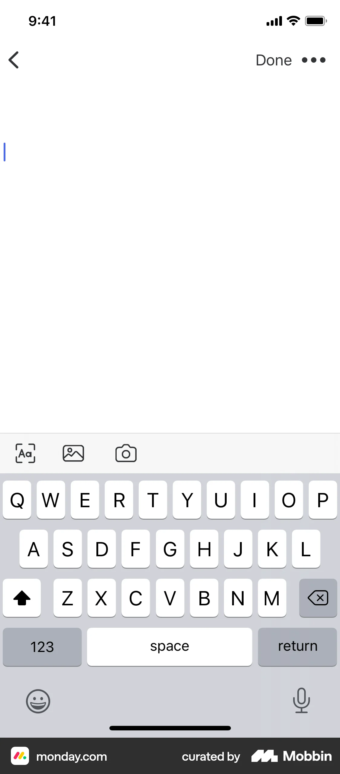 monday.com iOS Note Detail screen