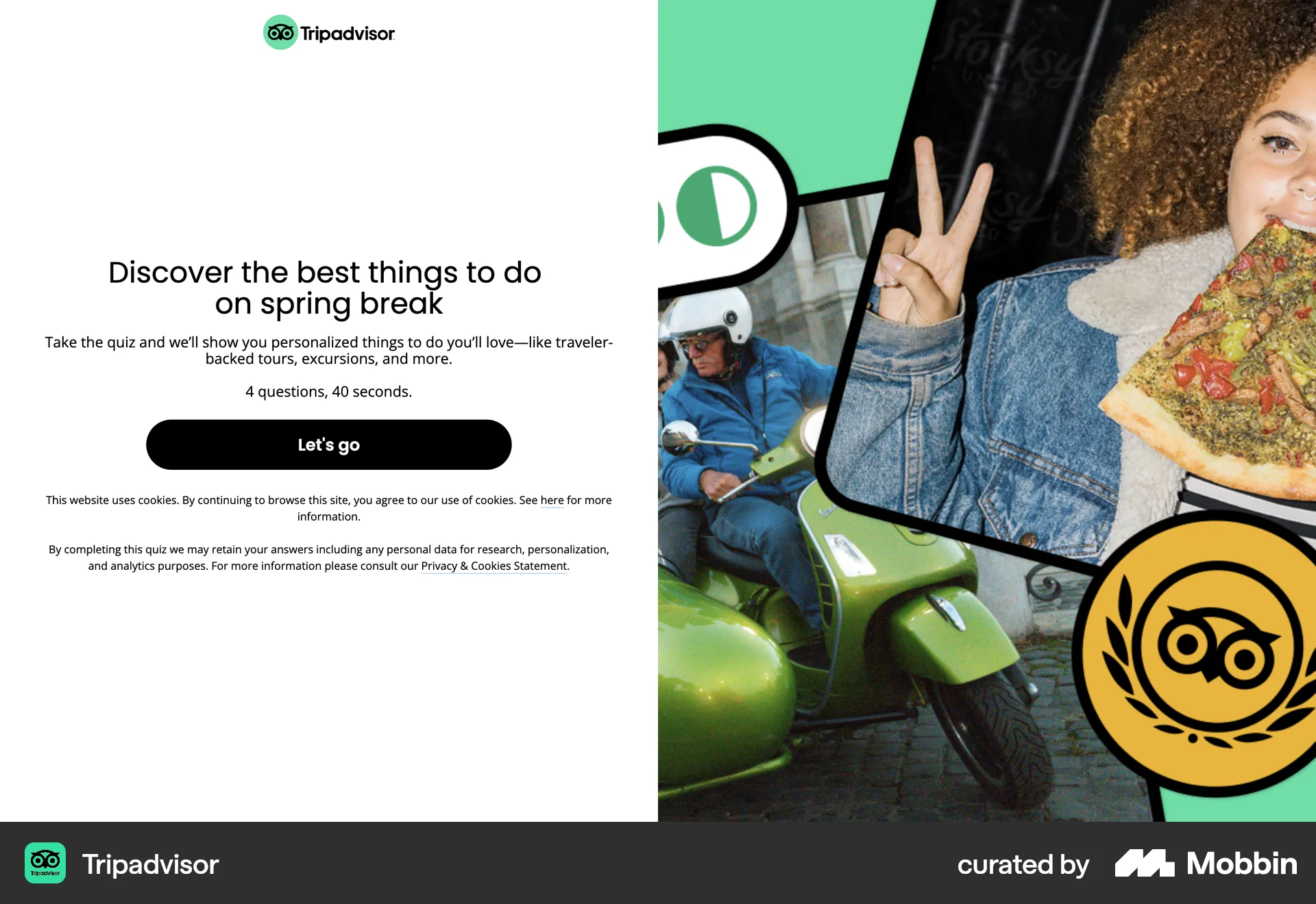 Tripadvisor Web Quiz screen