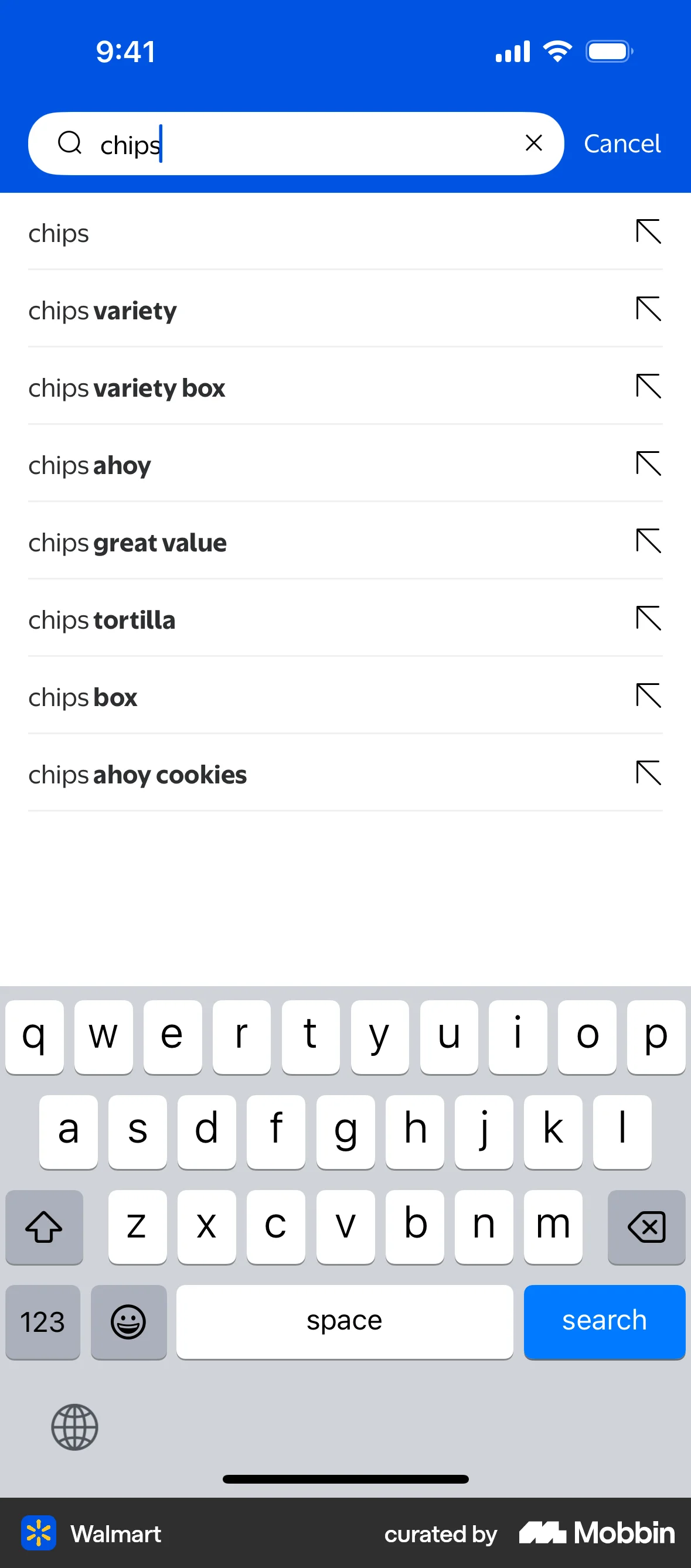 Walmart iOS Search screen
