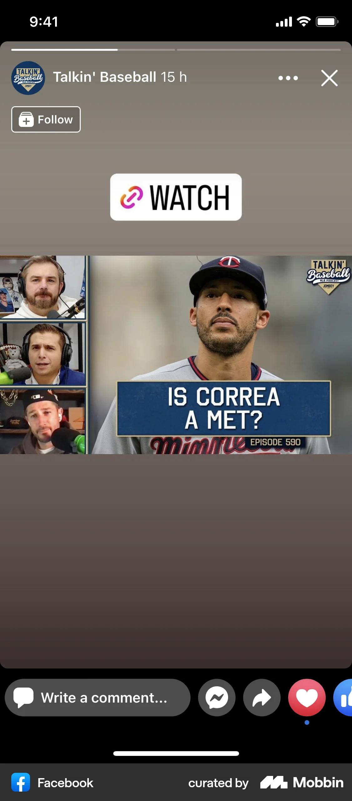 Facebook iOS Like & Upvote screen