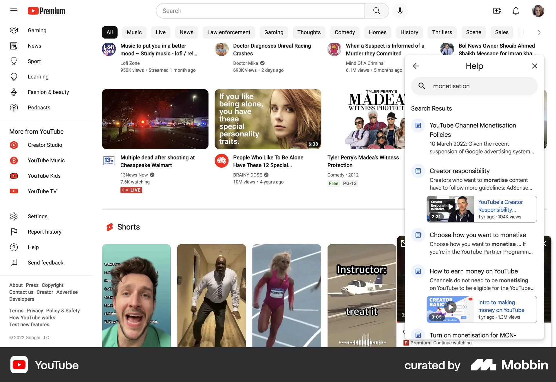 YouTube Web Search screen