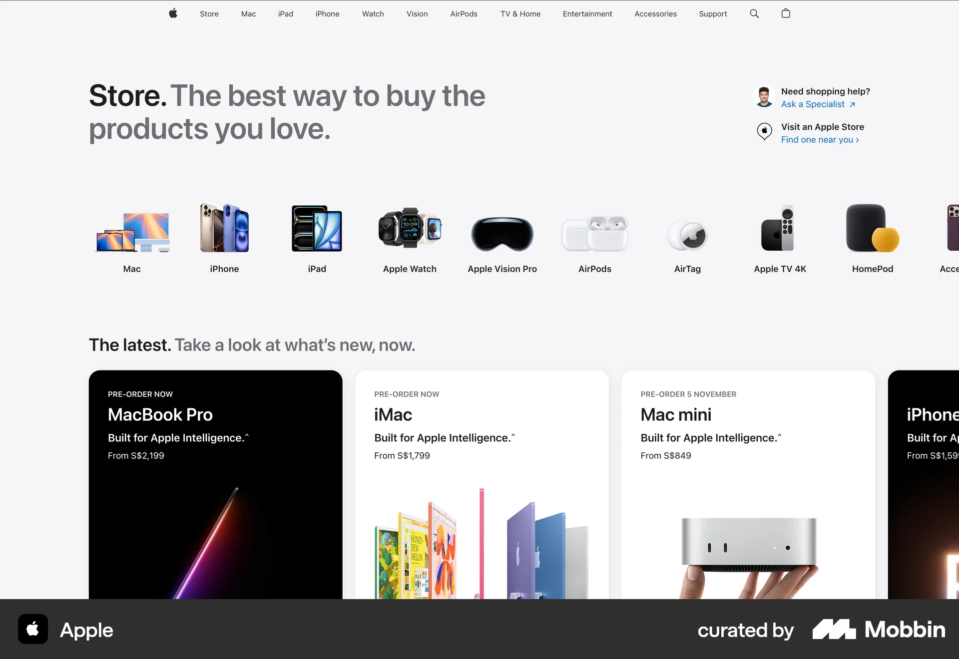 Apple Web Shop & Storefront screen