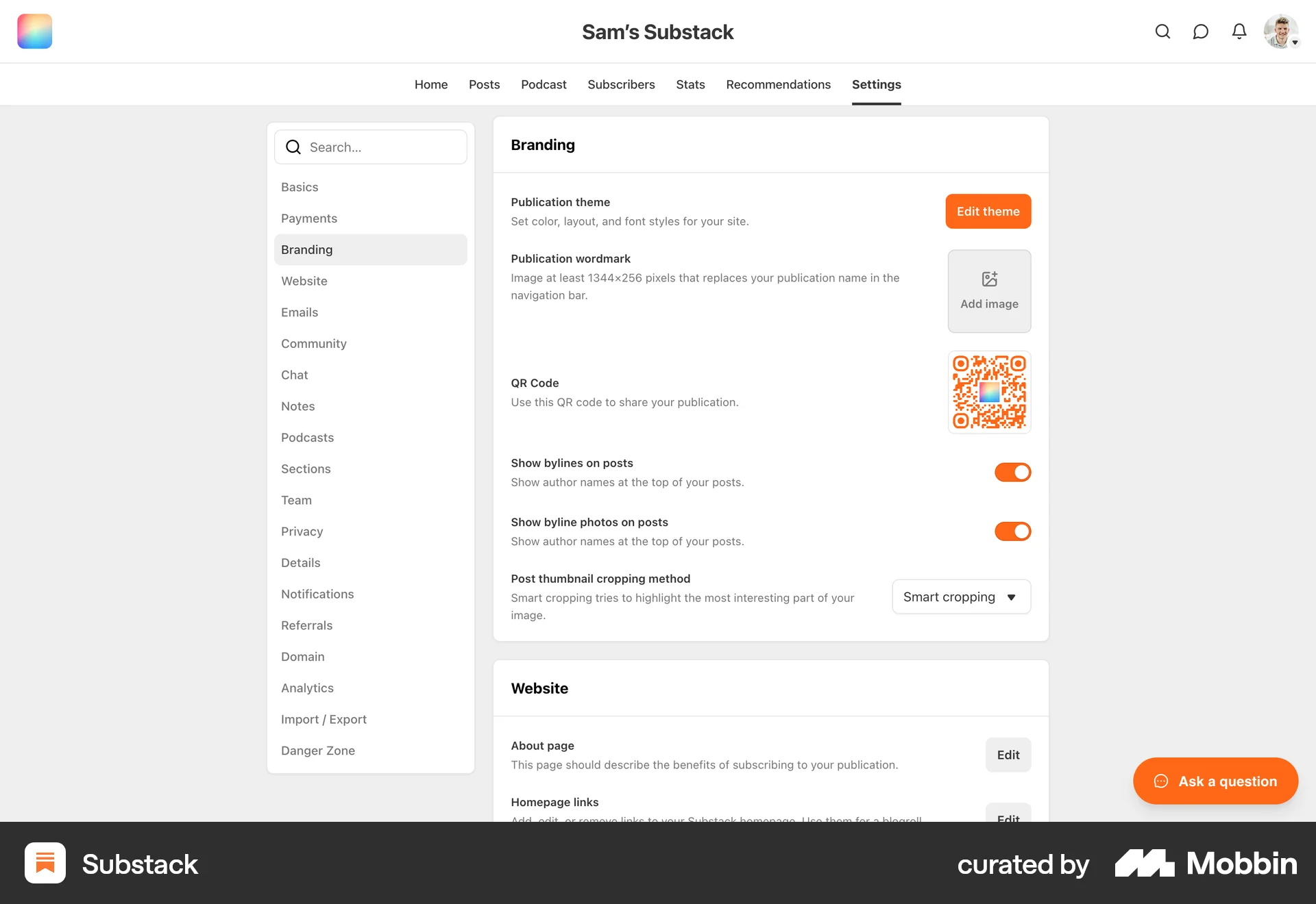 Substack Web Upload & Download screen