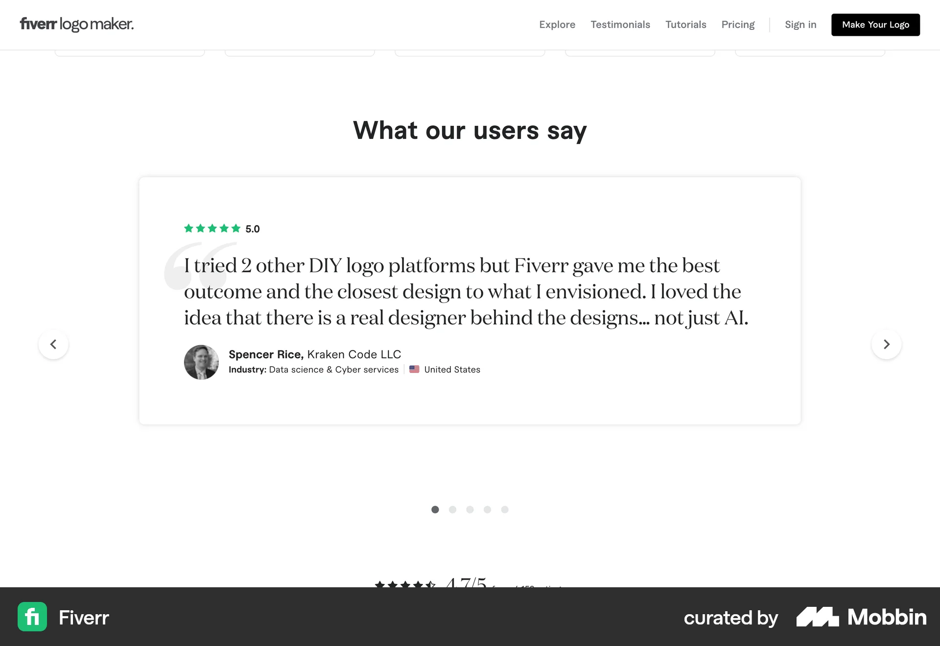 Fiverr Web screen containing Pagination UI element