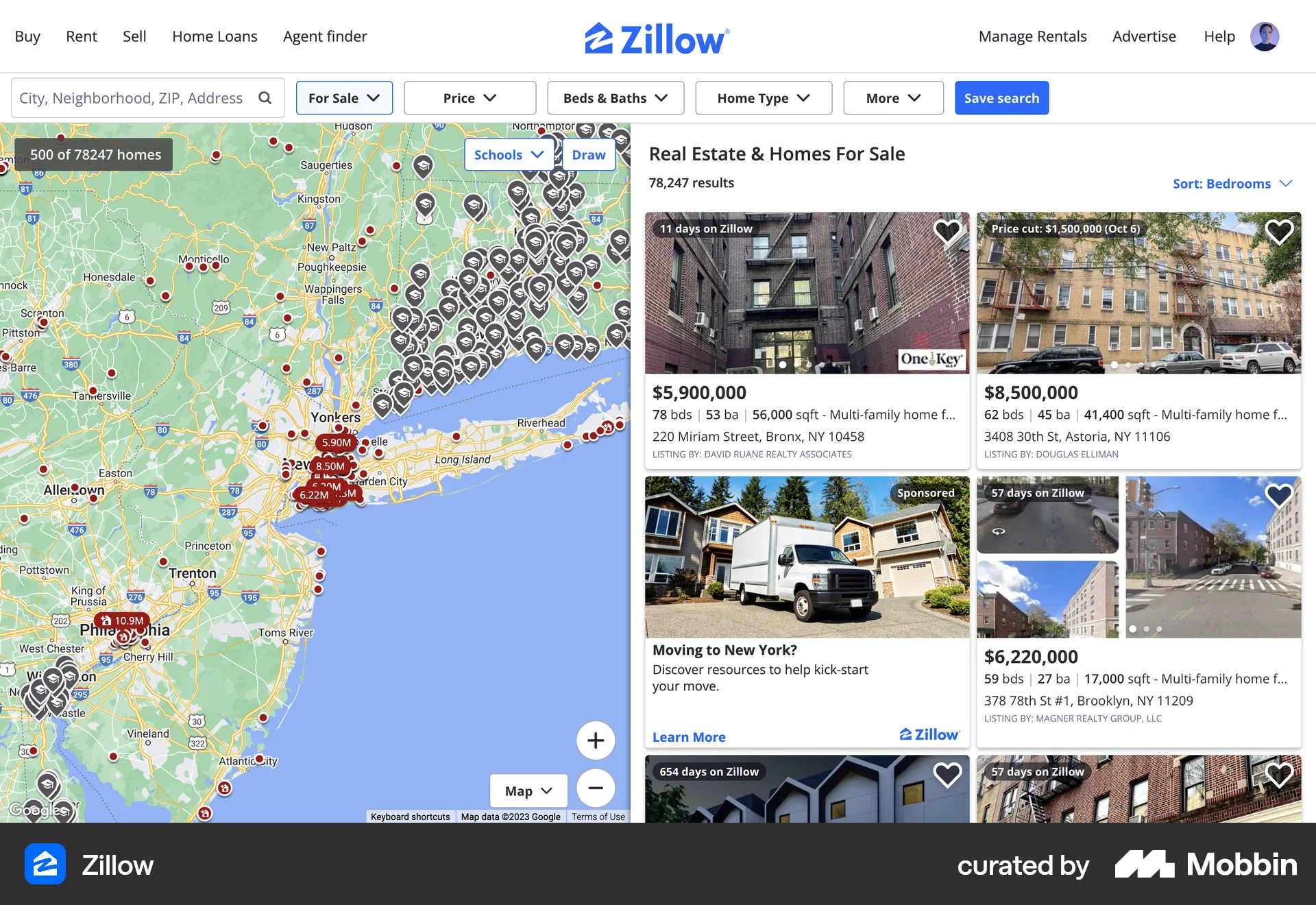 Zillow Web Real Estate App screen