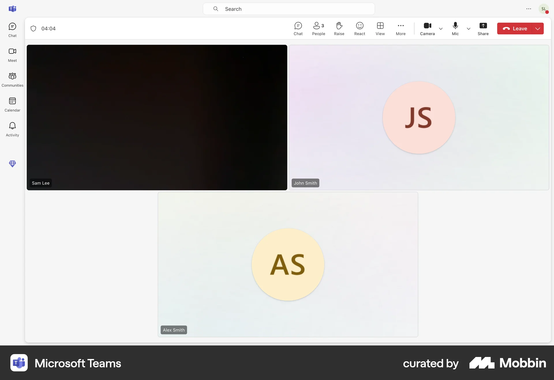 Microsoft Teams Web Call screen