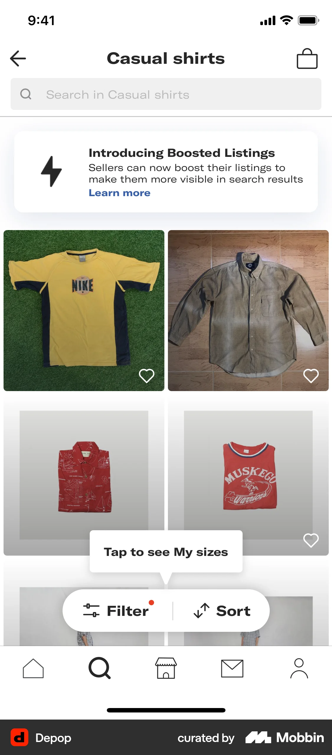 Depop iOS screen containing Coach Marks UI element