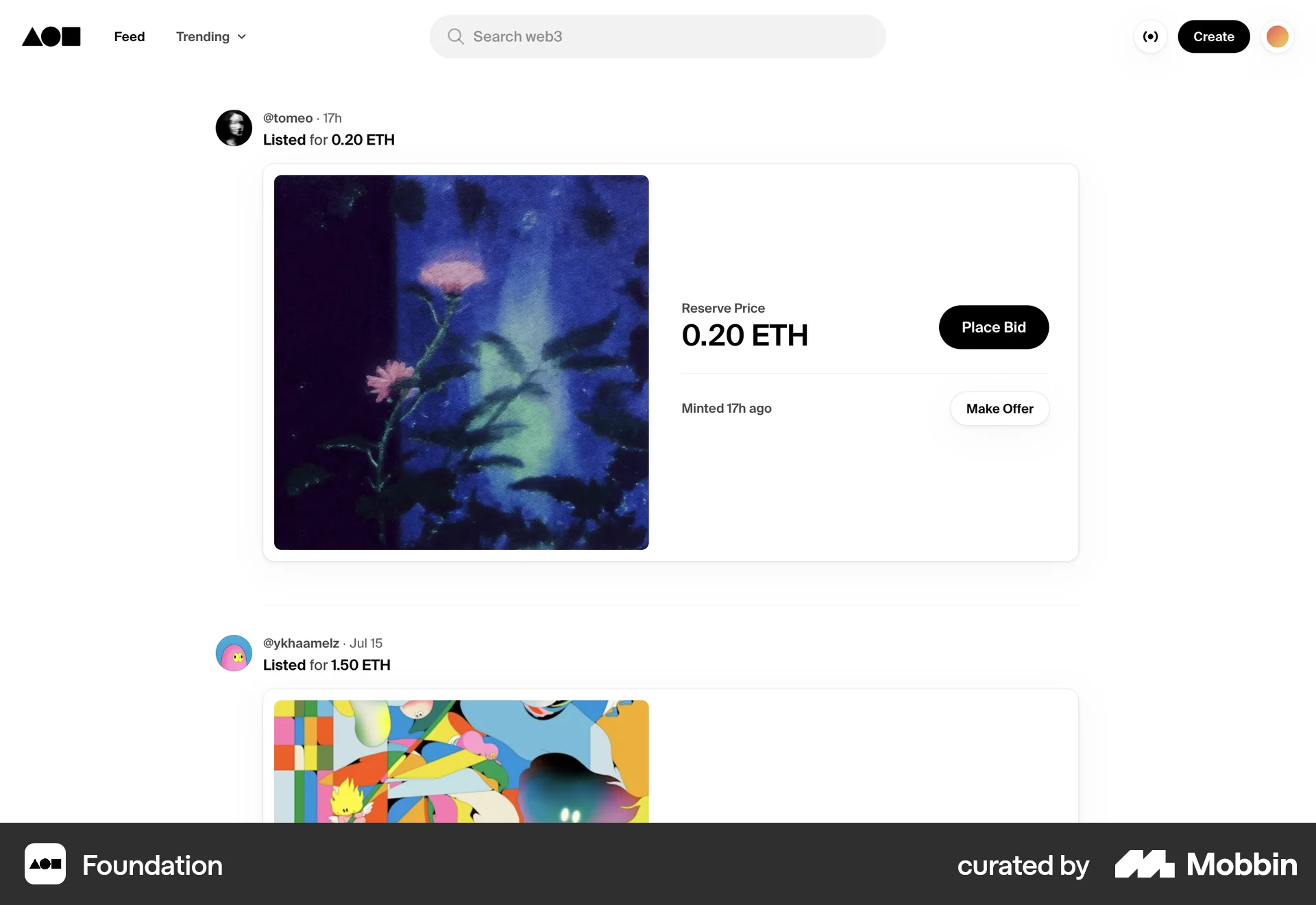 Foundation Web Social Feed screen