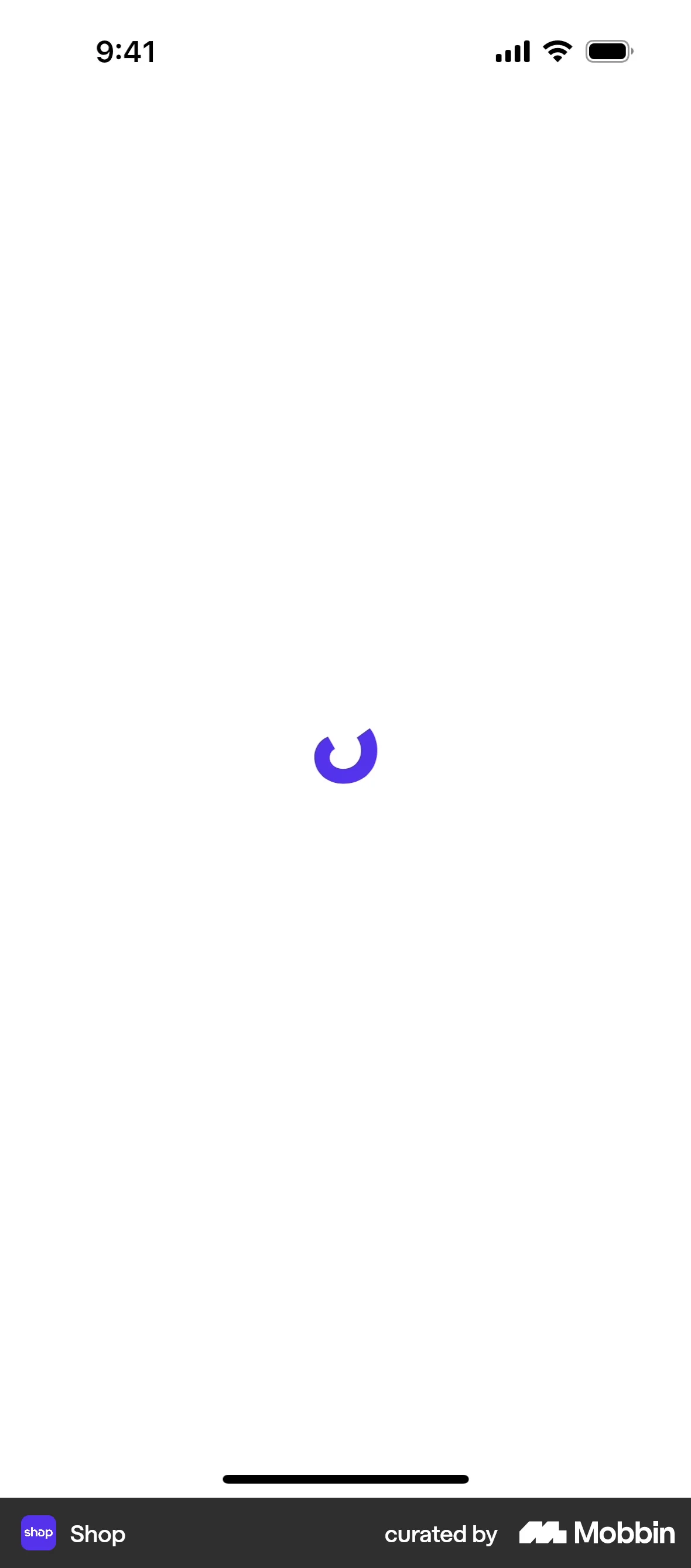 Shop iOS screen containing Spinner UI UI element