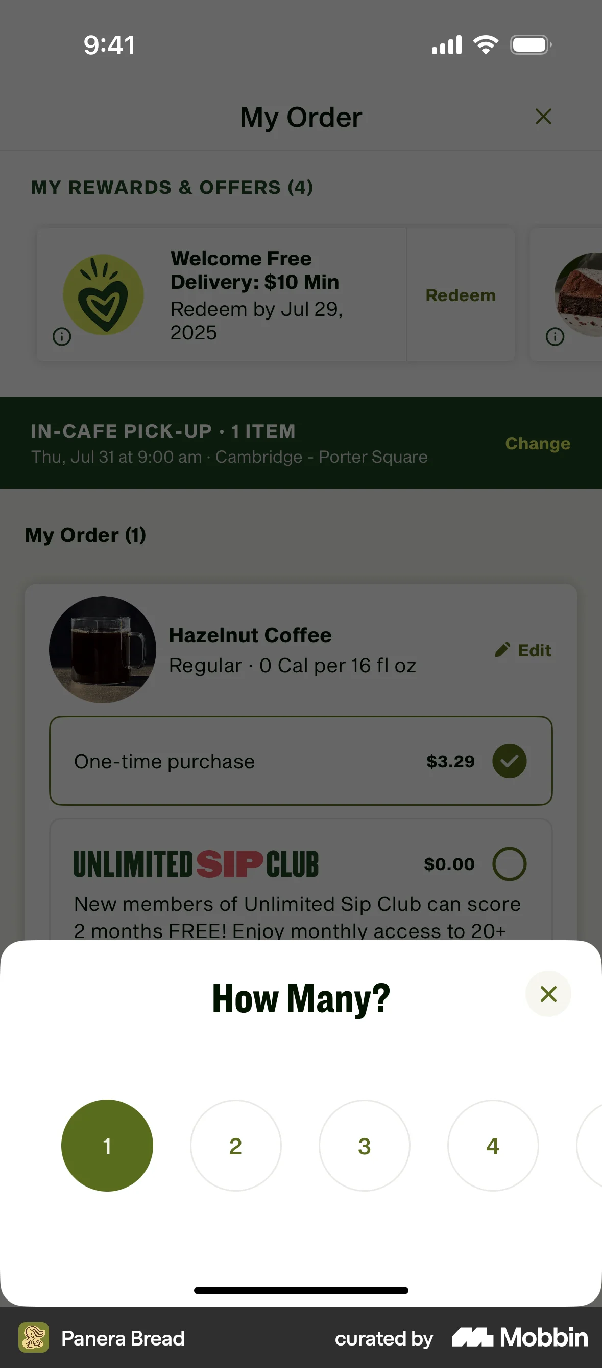 Panera Bread iOS screen containing Tile UI element