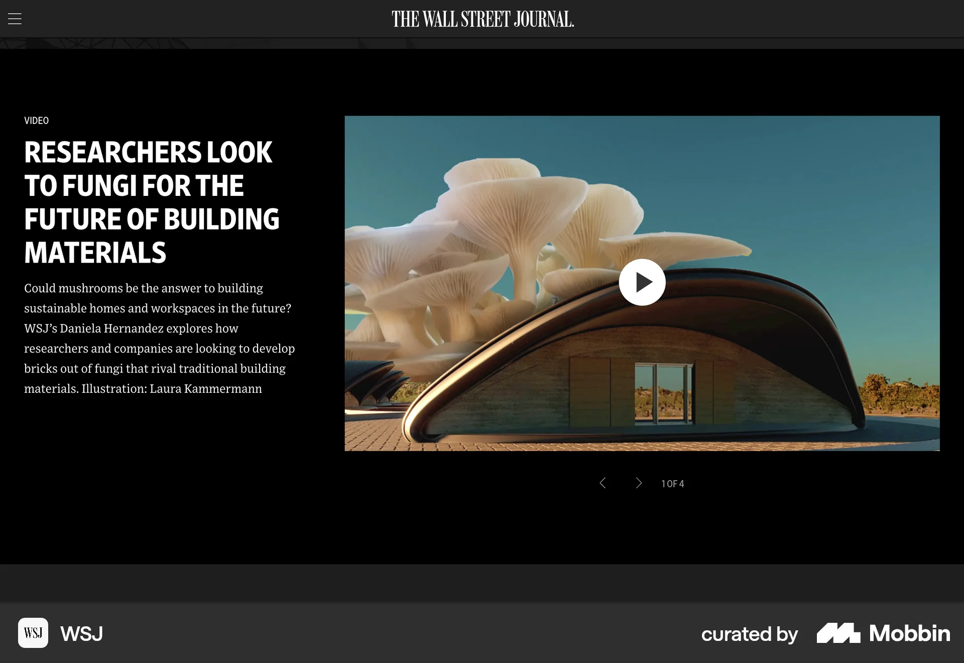 WSJ Web News Feed screen