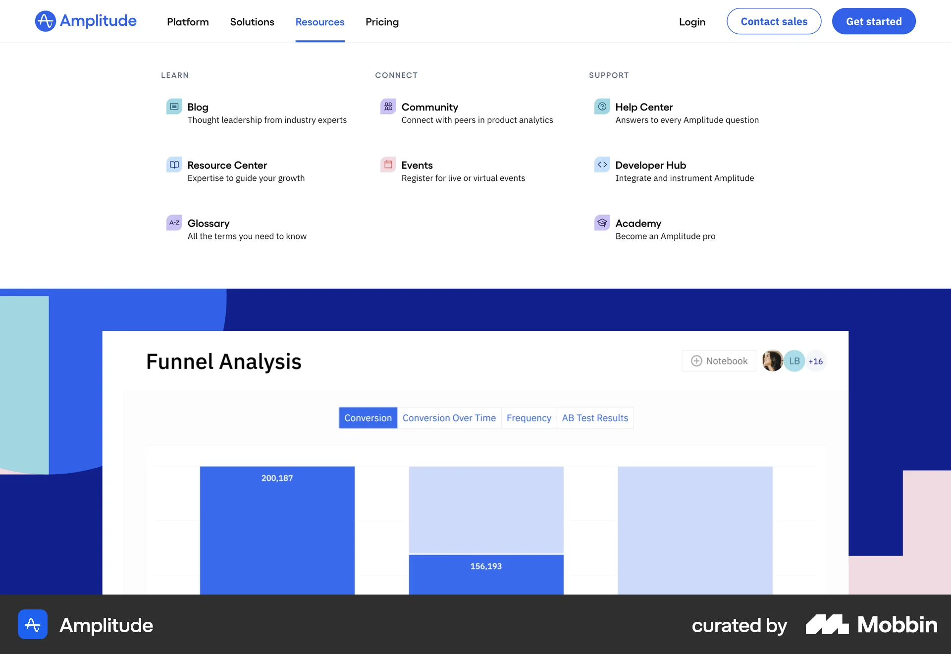 Amplitude Web screen containing Navigation Menu UI element