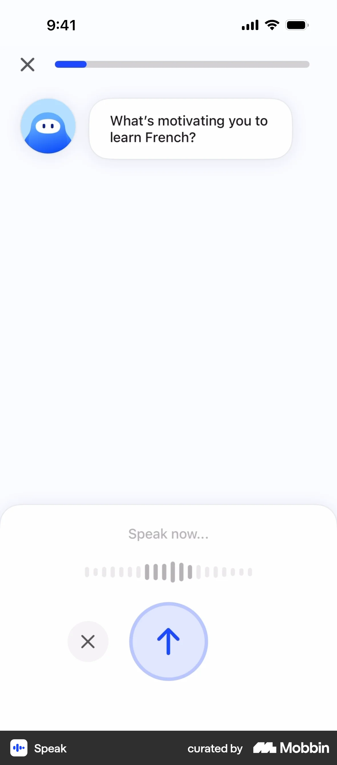 Speak Onboarding screen