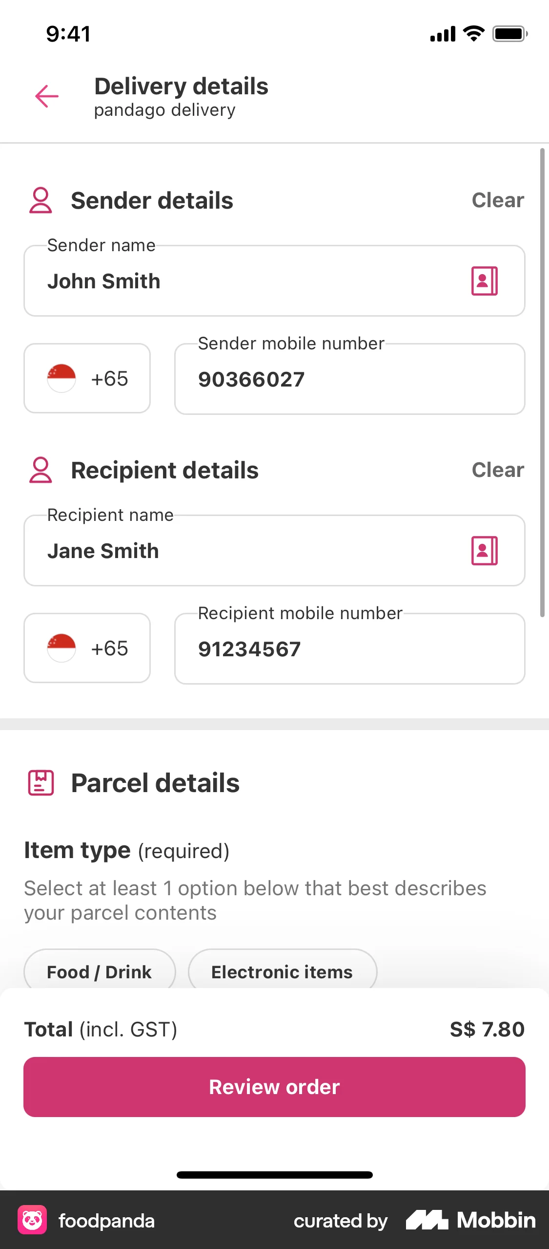 foodpanda iOS Checkout screen