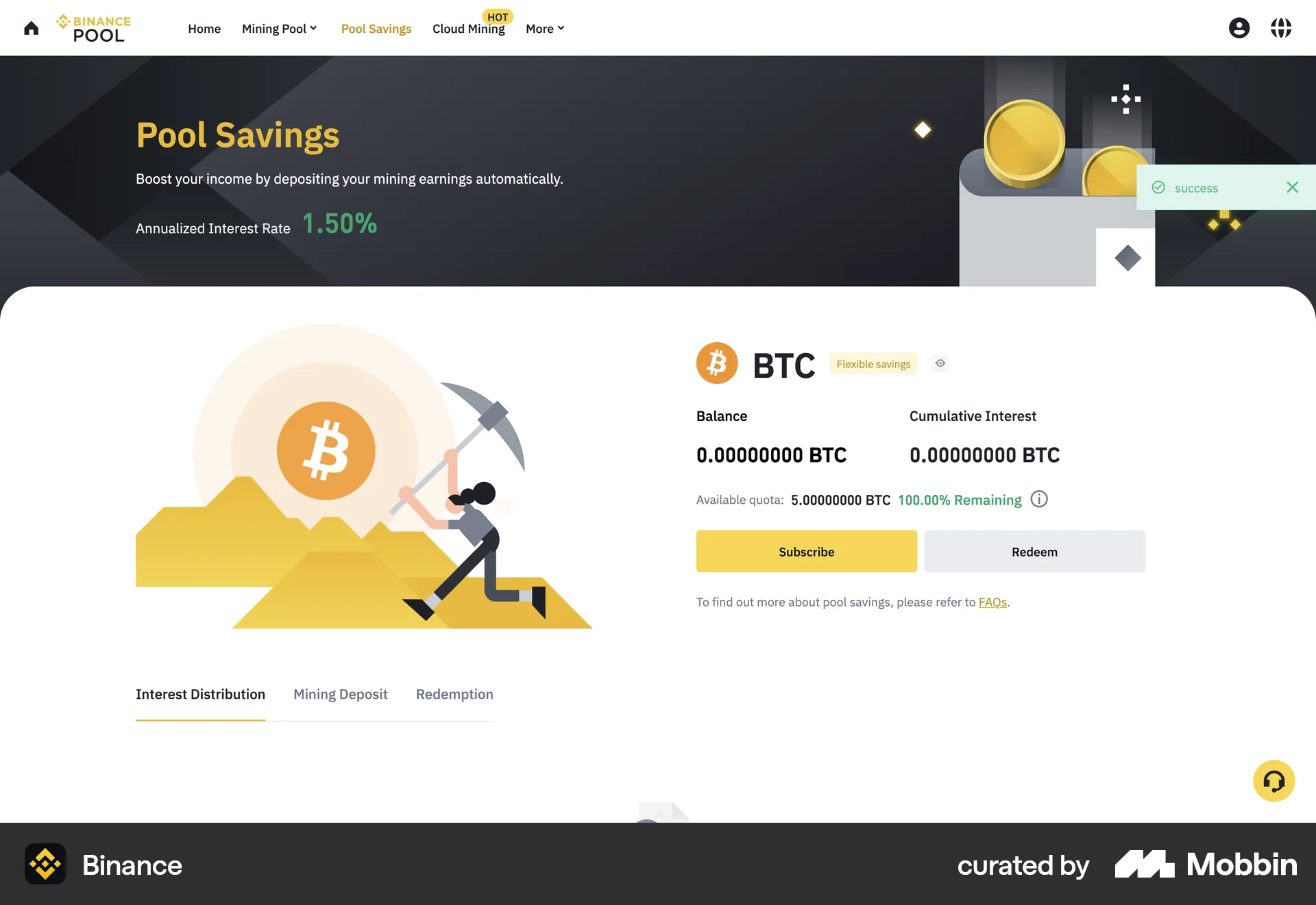 Binance Web Wallet & Balance screen