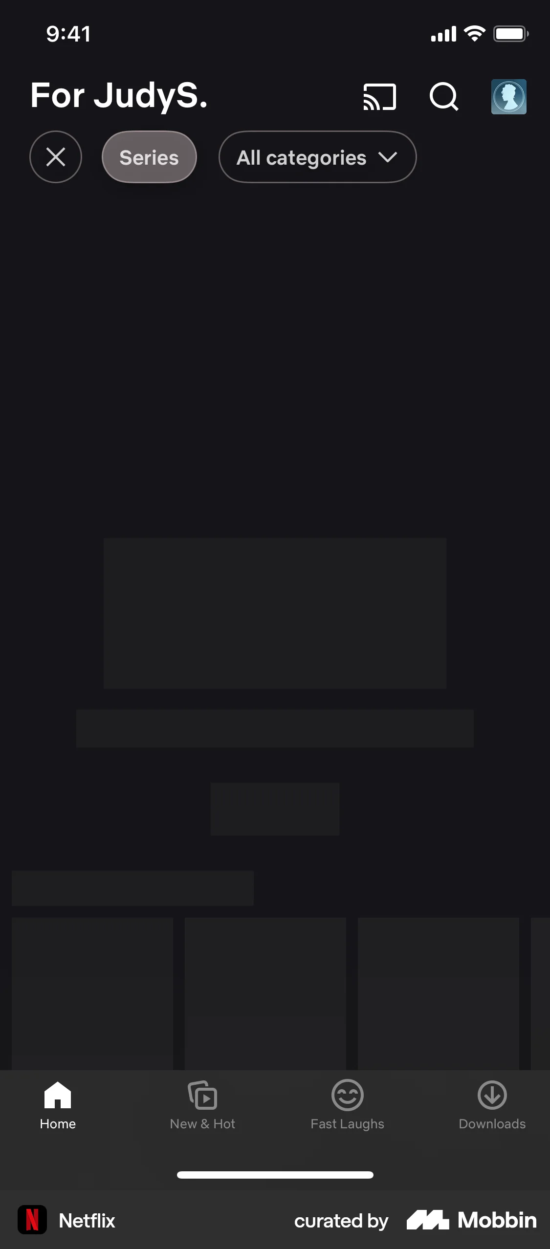 Netflix iOS screen containing Skeleton UI element