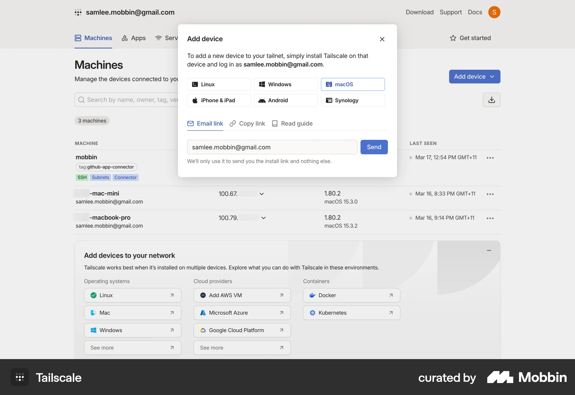 Tailscale Web Utilities App screen