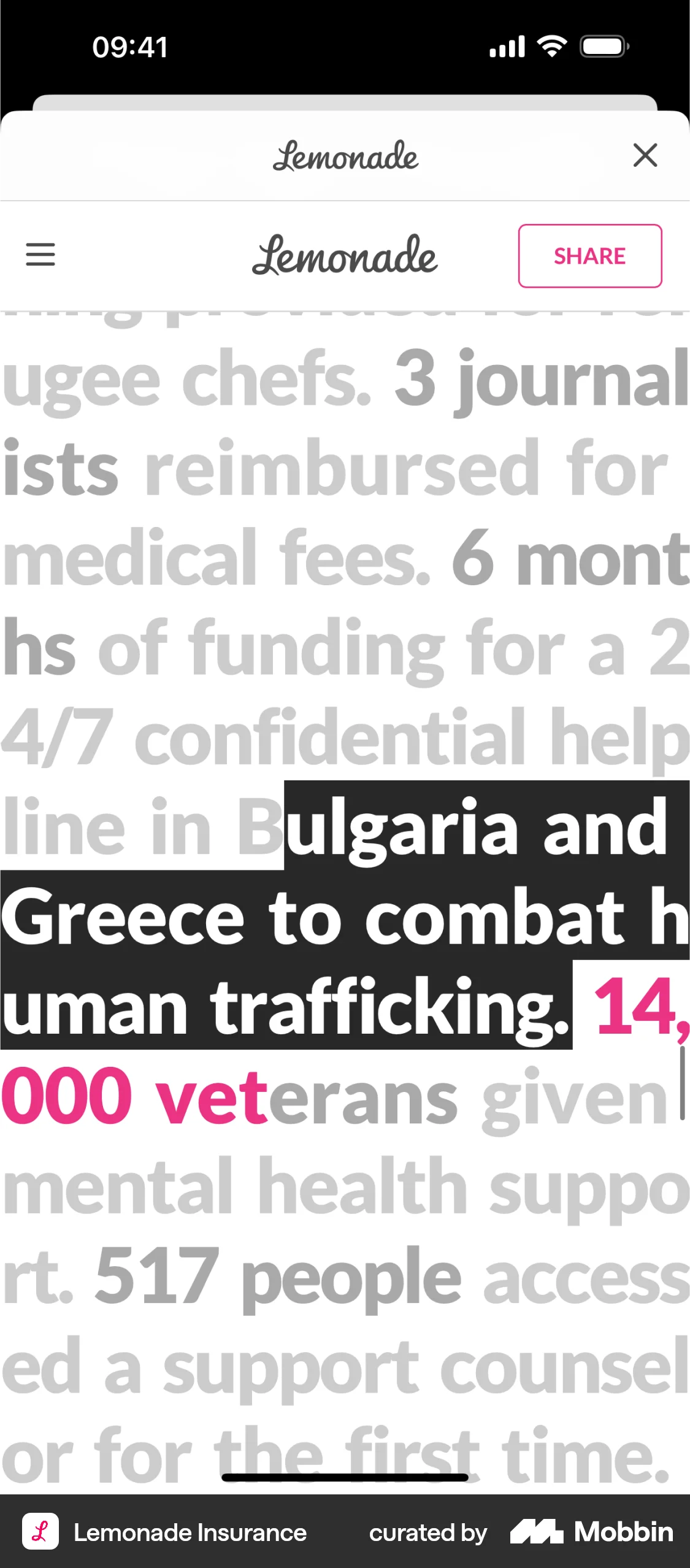 Lemonade Insurance iOS Browser screen